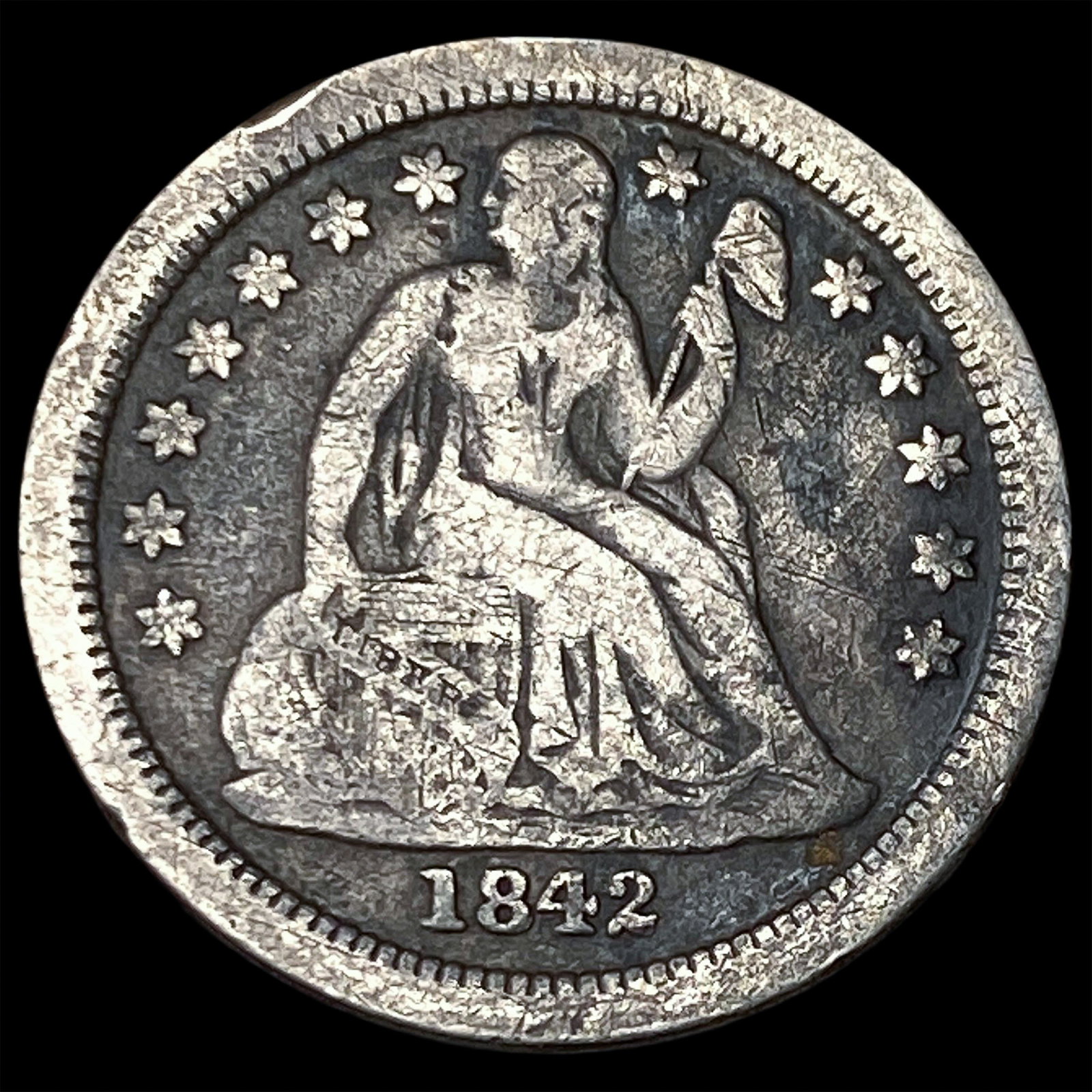 1842-O Silver Seated Liberty Dime LIGHTLY CIRCULATED: 1842-O Silver Seated Liberty Dime LIGHTLY CIRCULATED