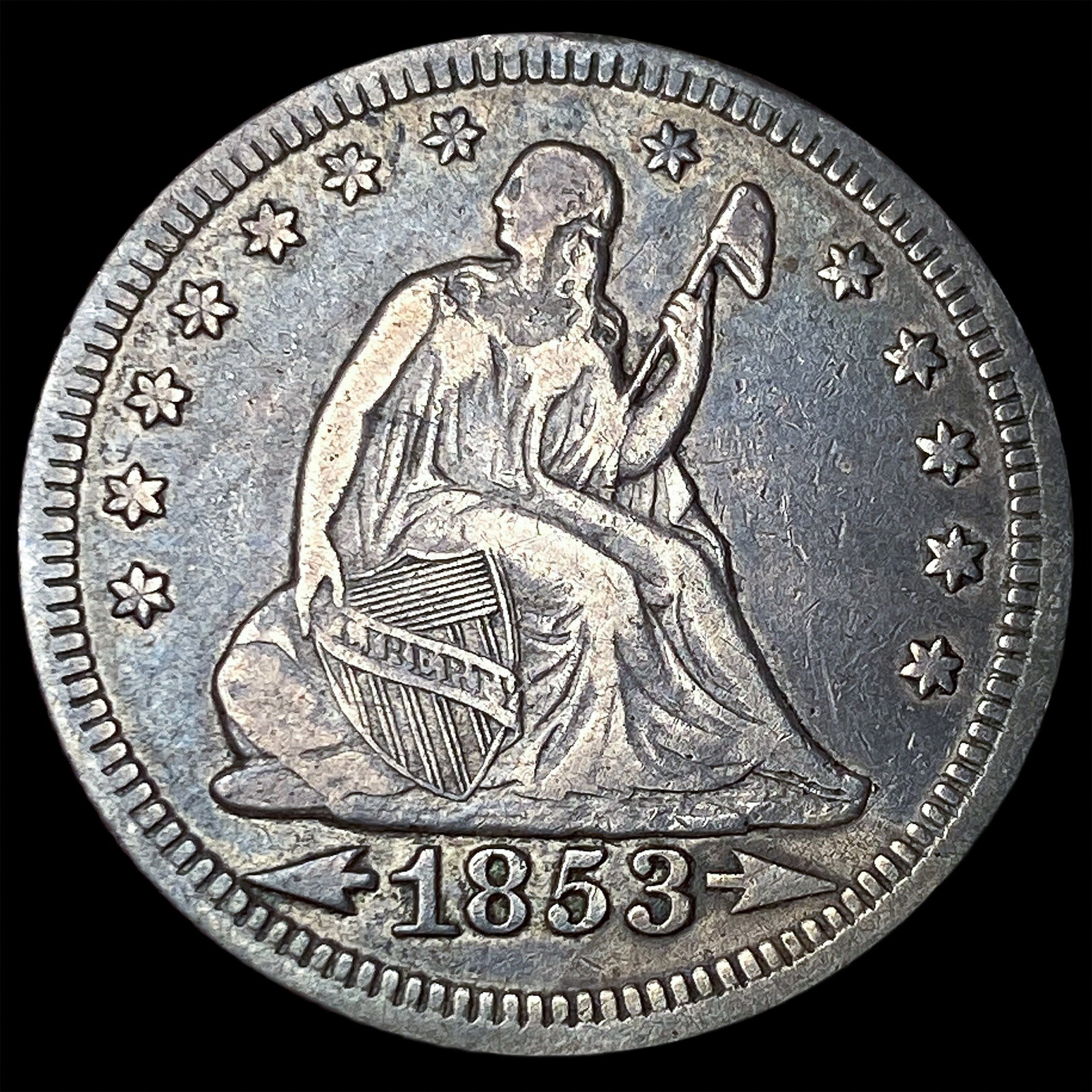 1853 Arrows Seated Liberty Quarter NEARLY UNCIRCULATED: 1853 Arrows Seated Liberty Quarter NEARLY UNCIRCULATED
