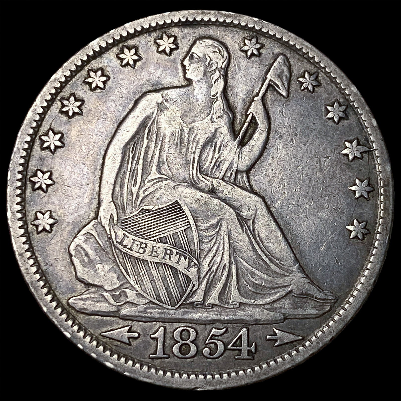 1854-O Silver Half Dollar (Arrows) CLOSELY UNCIRCULATED: 1854-O Silver Half Dollar (Arrows) CLOSELY UNCIRCULATED