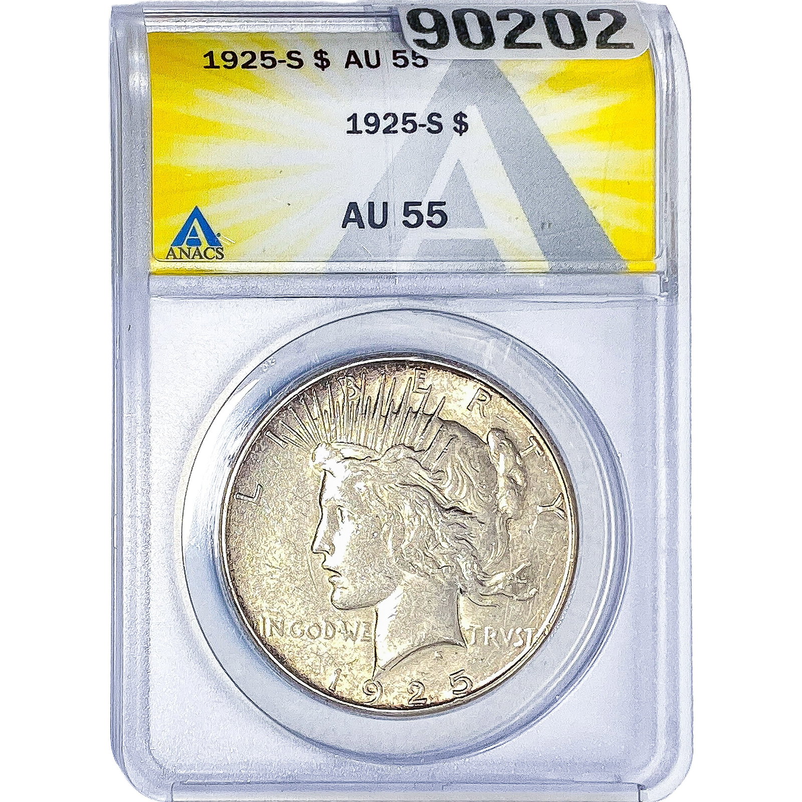 1925-S Silver Peace Dollar ANACS AU55: 1925-S Silver Peace Dollar ANACS AU55