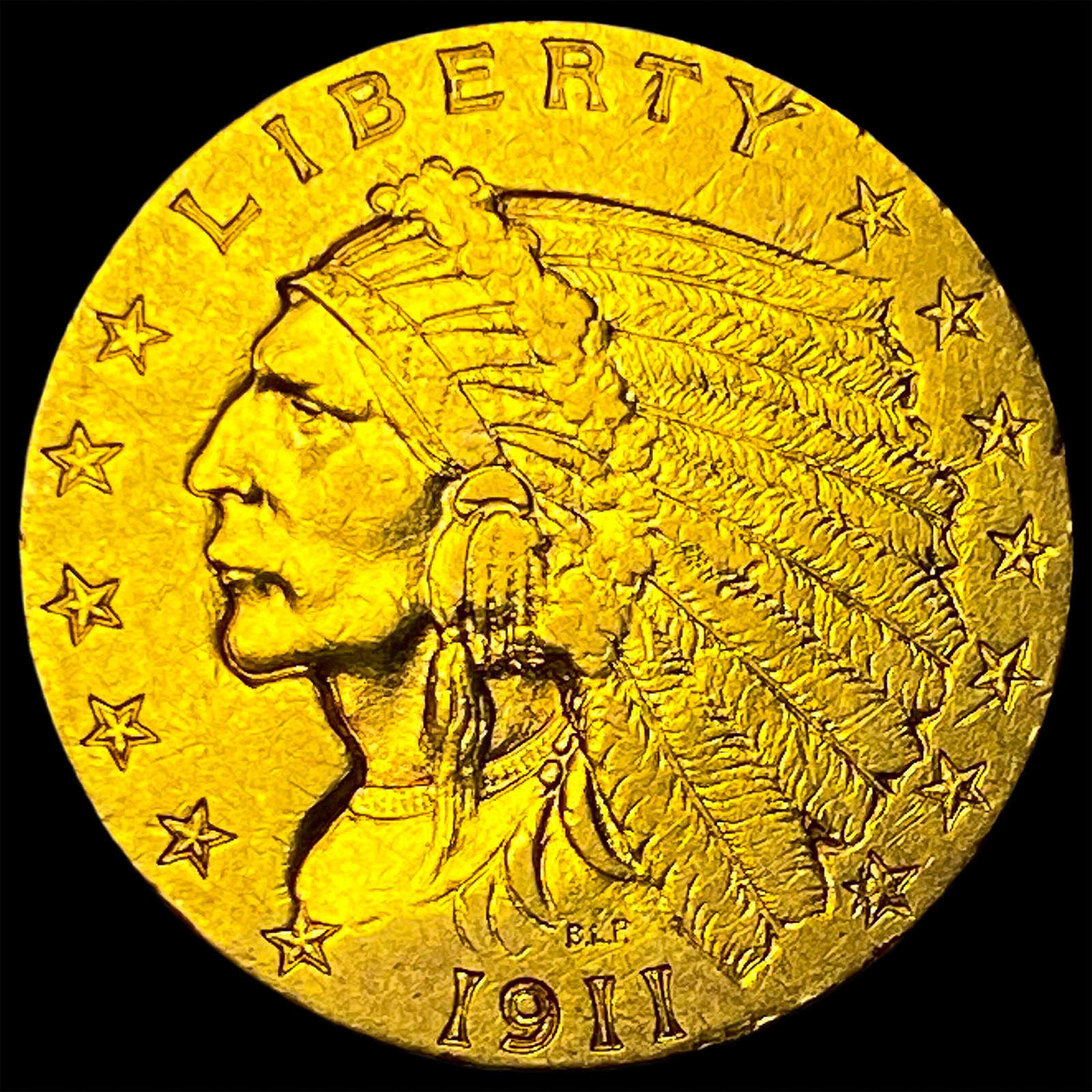 1911 Indian Head Gold $2.50 Quarter Eagle CLOSELY UNCIRCULATED: 1911 Indian Head Gold $2.50 Quarter Eagle CLOSELY UNCIRCULATED