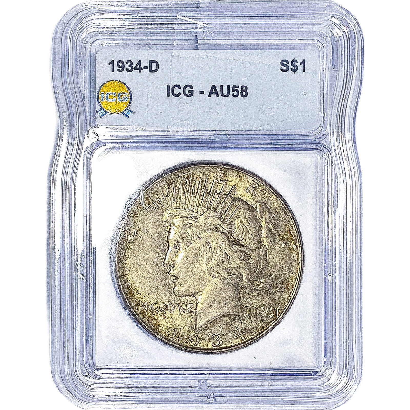 1934-D Silver Peace Dollar ANACS AU58: 1934-D Silver Peace Dollar ANACS AU58