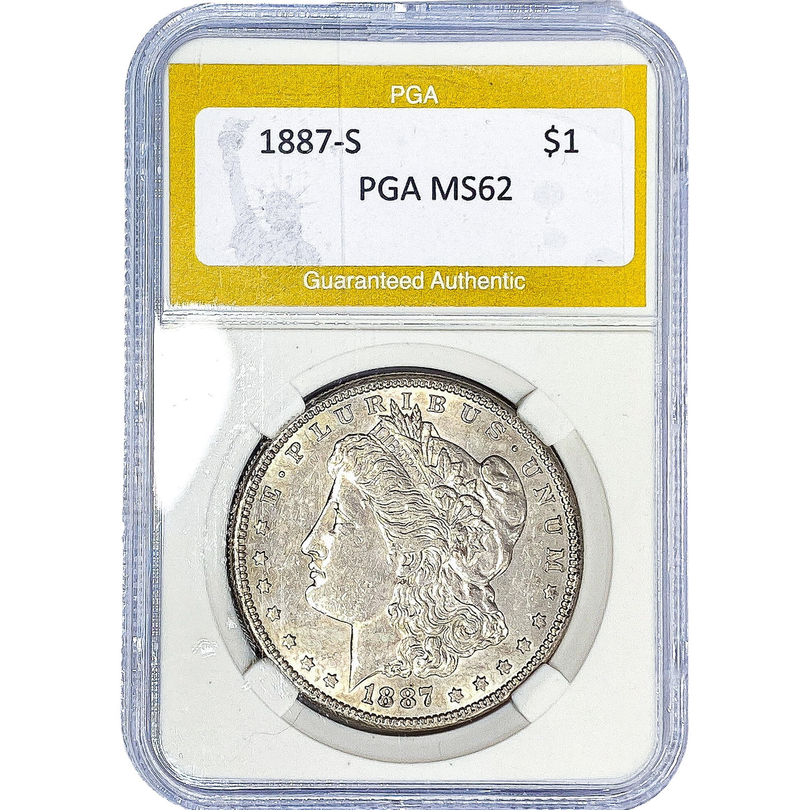1887-S Morgan Silver Dollar PGA MS62: 1887-S Morgan Silver Dollar PGA MS62