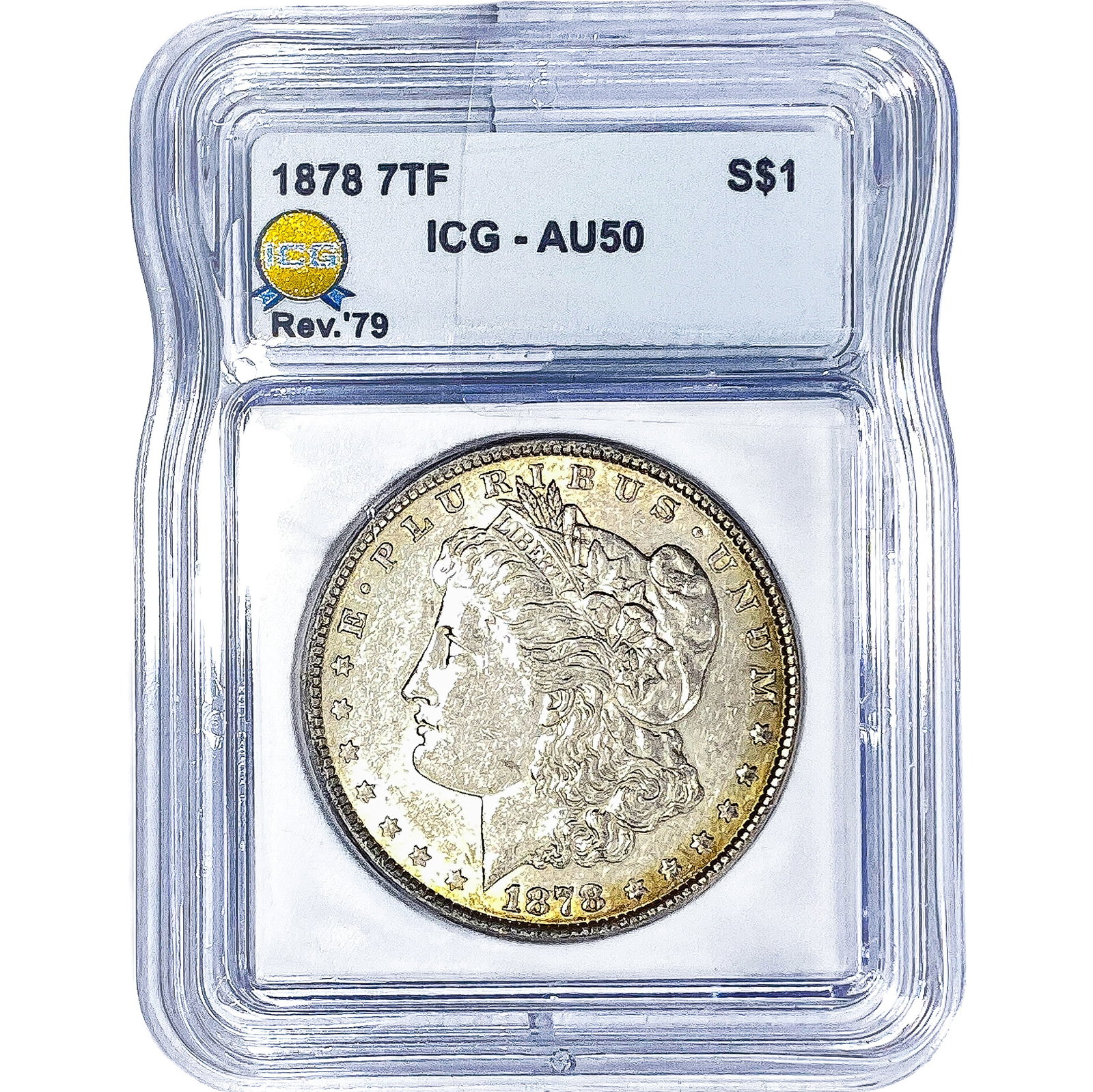 1878 Morgan Silver Dollar ICG AU50: 1878 Morgan Silver Dollar ICG AU50