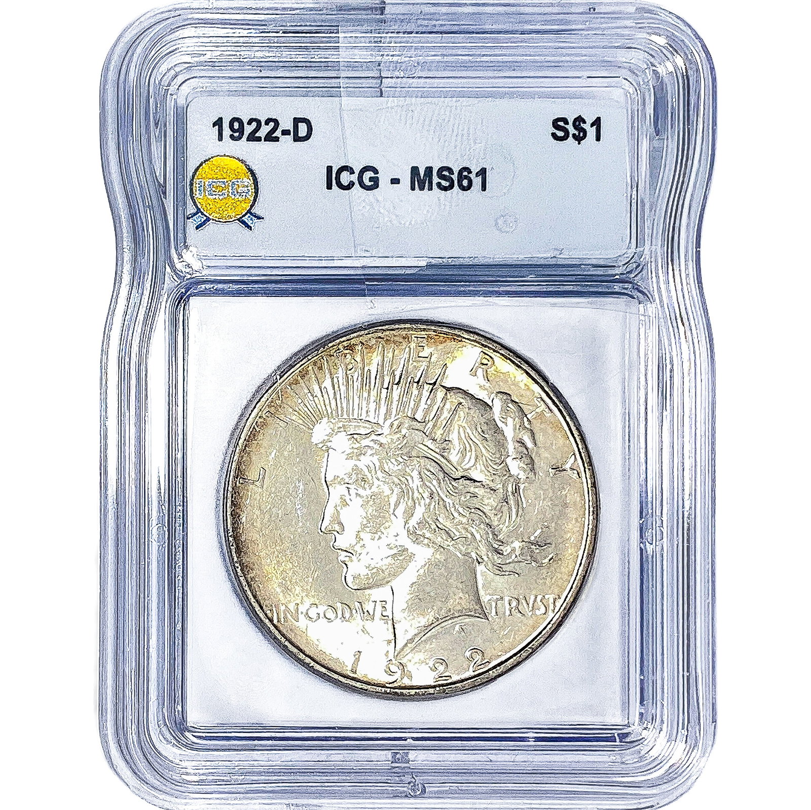 1922-D Silver Peace Dollar ICG MS61: 1922-D Silver Peace Dollar ICG MS61