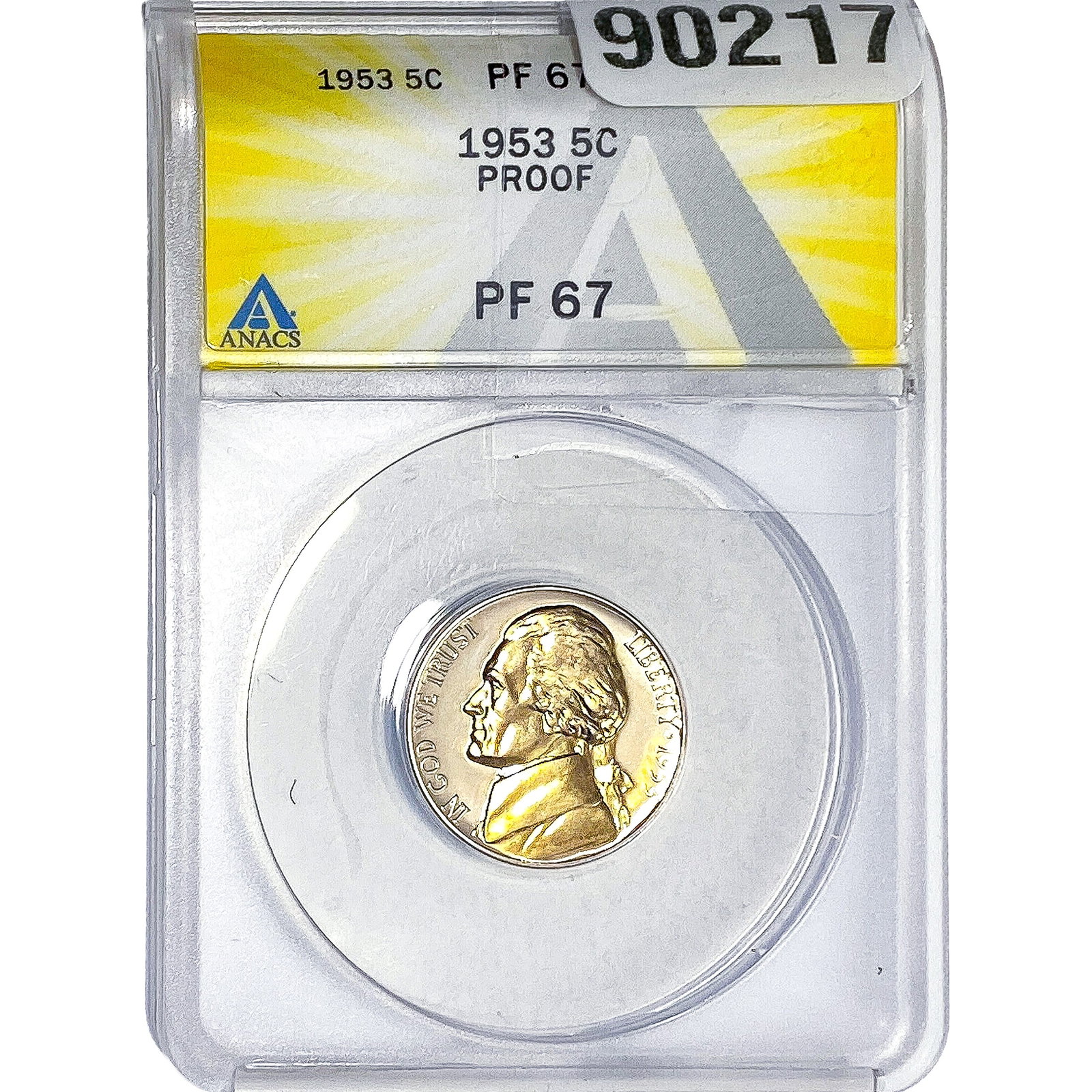 1953 Jefferson Nickel ANACS PF67: 1953 Jefferson Nickel ANACS PF67