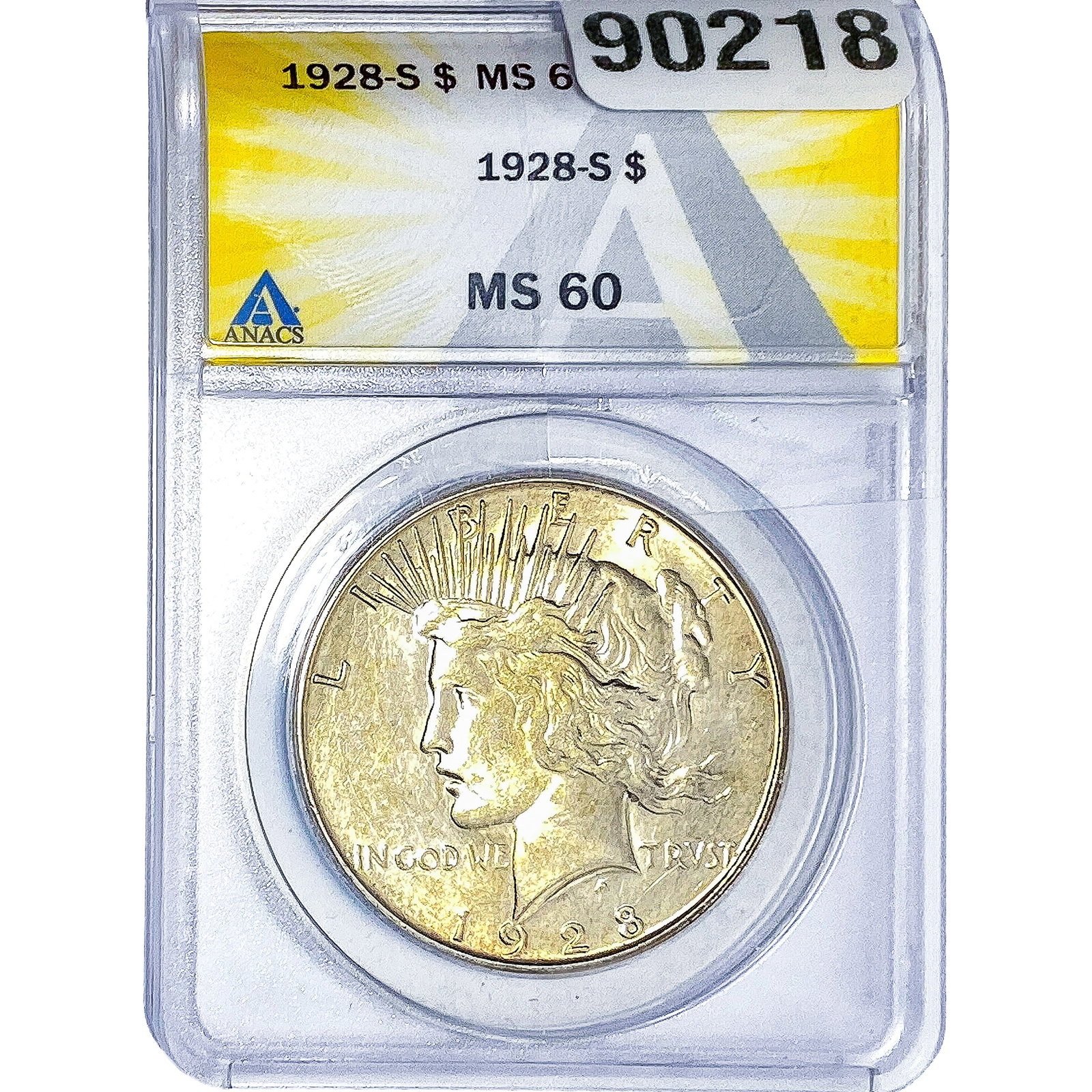 1928-S Silver Peace Dollar ANACS MS60 (1 of 2)
