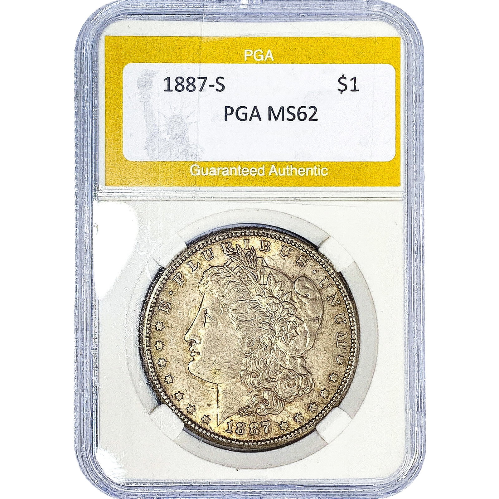1887-S Morgan Silver Dollar PGA MS62: 1887-S Morgan Silver Dollar PGA MS62