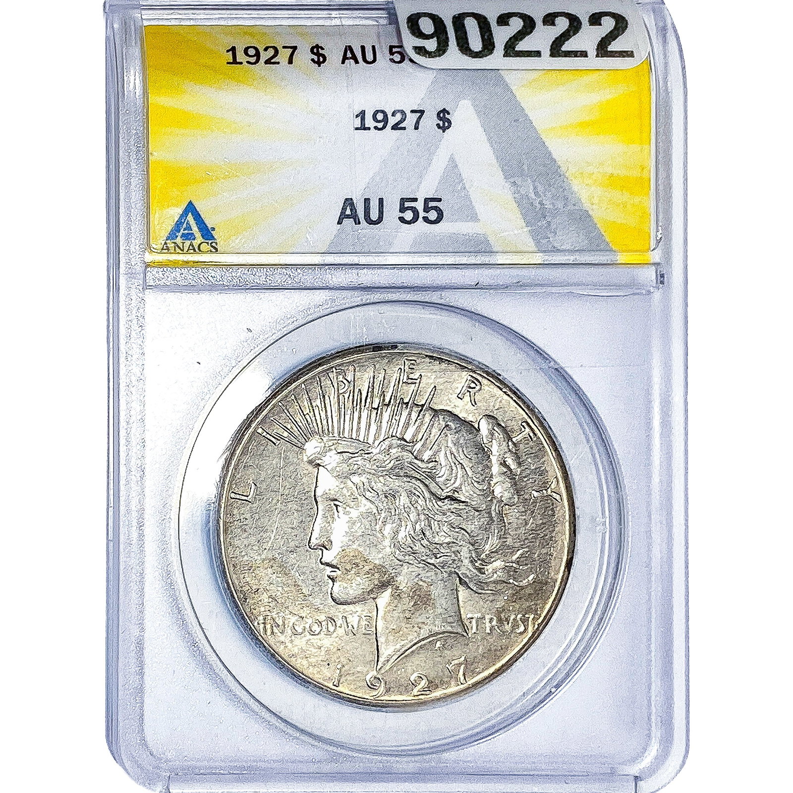 1927 Silver Peace Dollar ANACS AU55: 1927 Silver Peace Dollar ANACS AU55