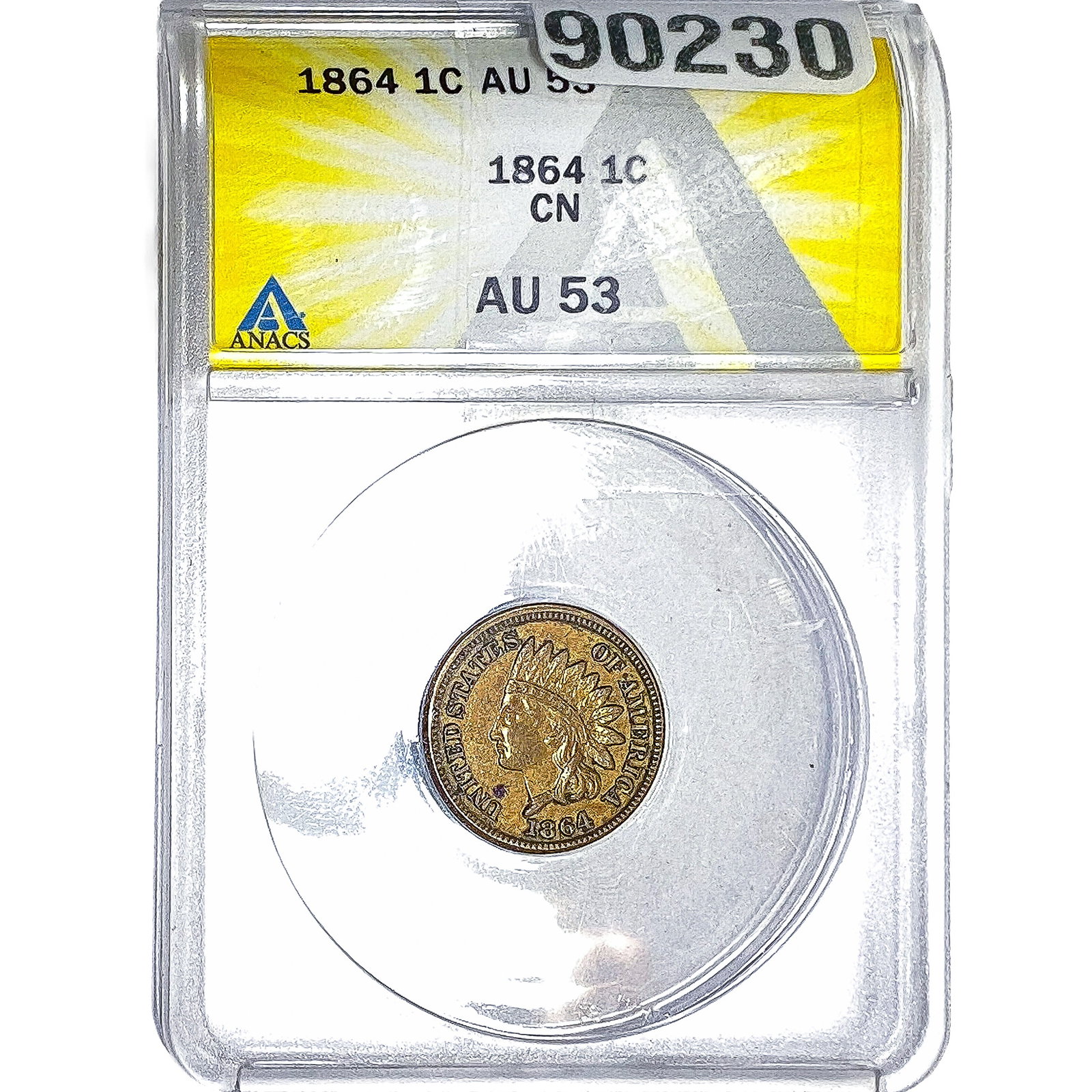 1864 Indian Head Cent ANACS AU53: 1864 Indian Head Cent ANACS AU53