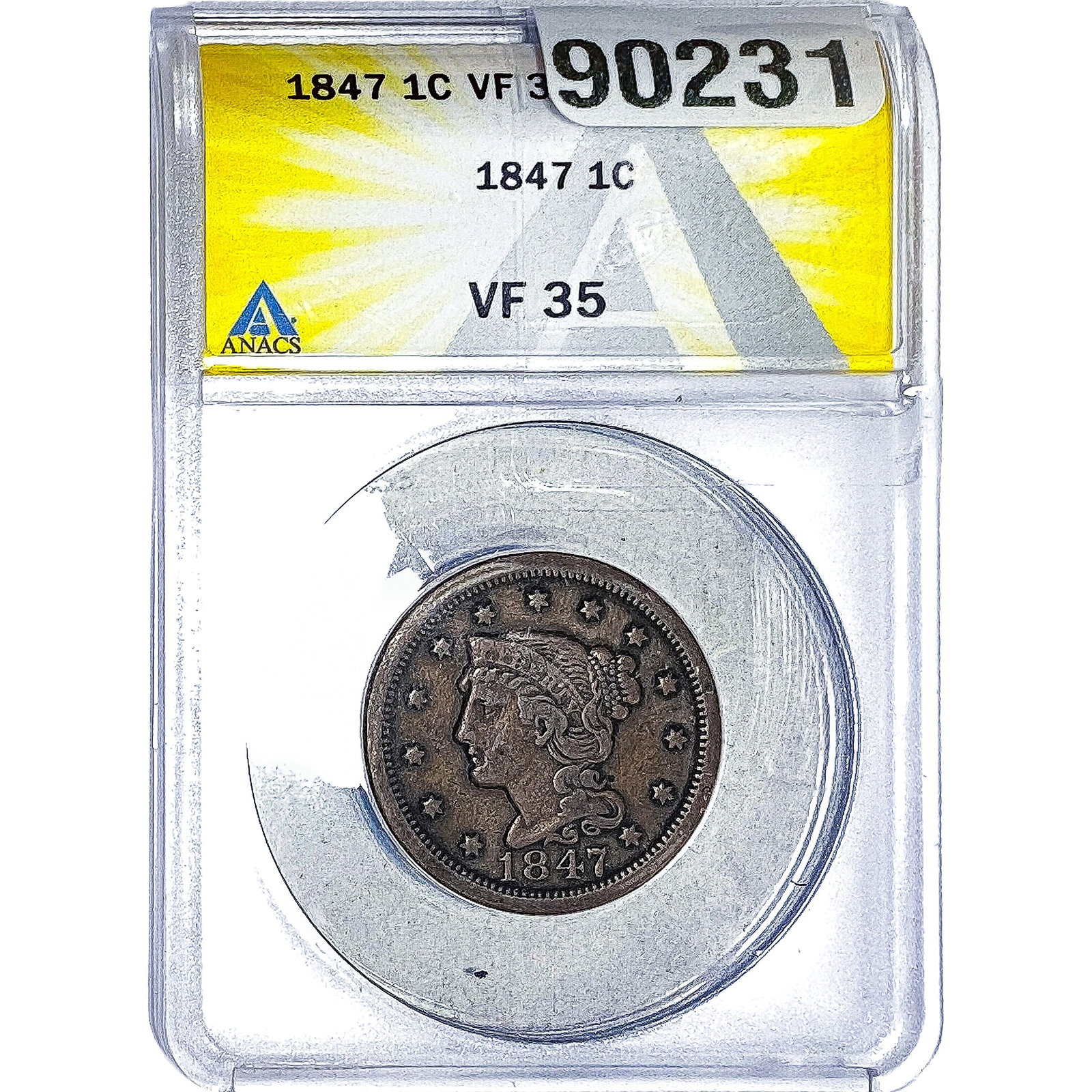 1847 Coronet Head Large Cent ANACS VF35 (1 of 2)