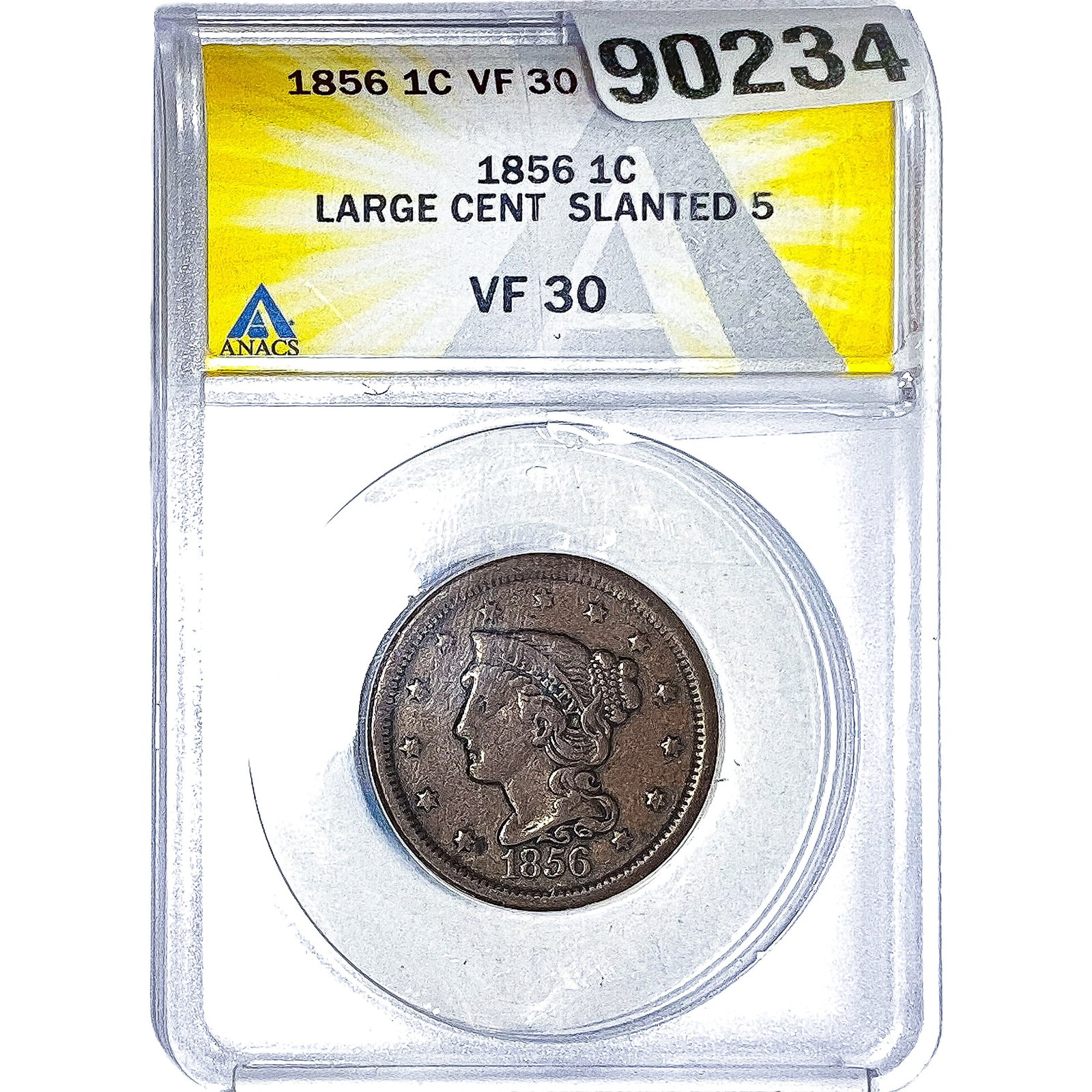 1856 Braided Hair Large Cent ANACS VF30 (1 of 2)