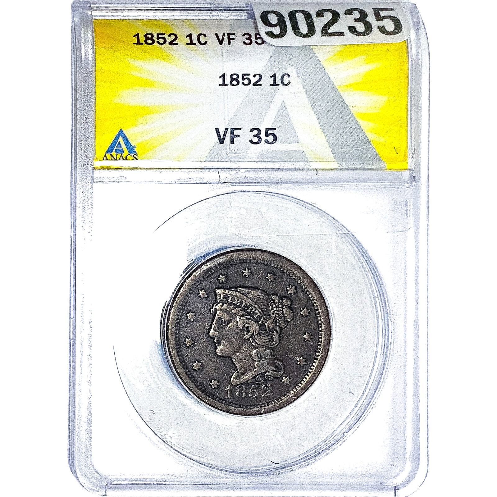 1852 Braided Hair Large Cent ANACS VF35 (1 of 2)