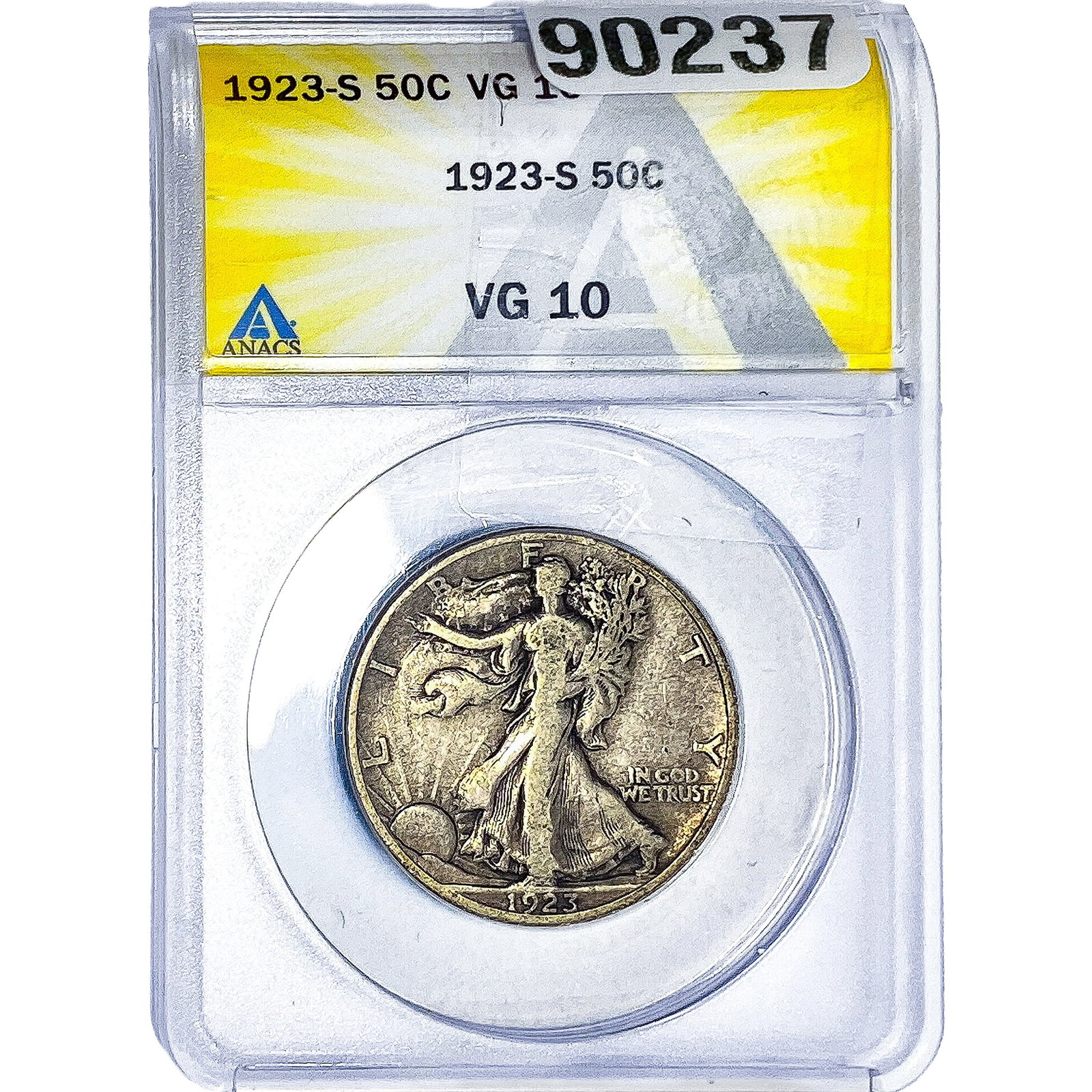 1923-S Walking Liberty Half Dollar ANACS VG10: 1923-S Walking Liberty Half Dollar ANACS VG10