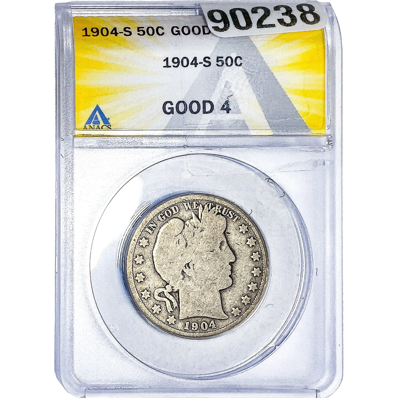 1904-S Barber Half Dollar ANACS GOOD4: 1904-S Barber Half Dollar ANACS GOOD4