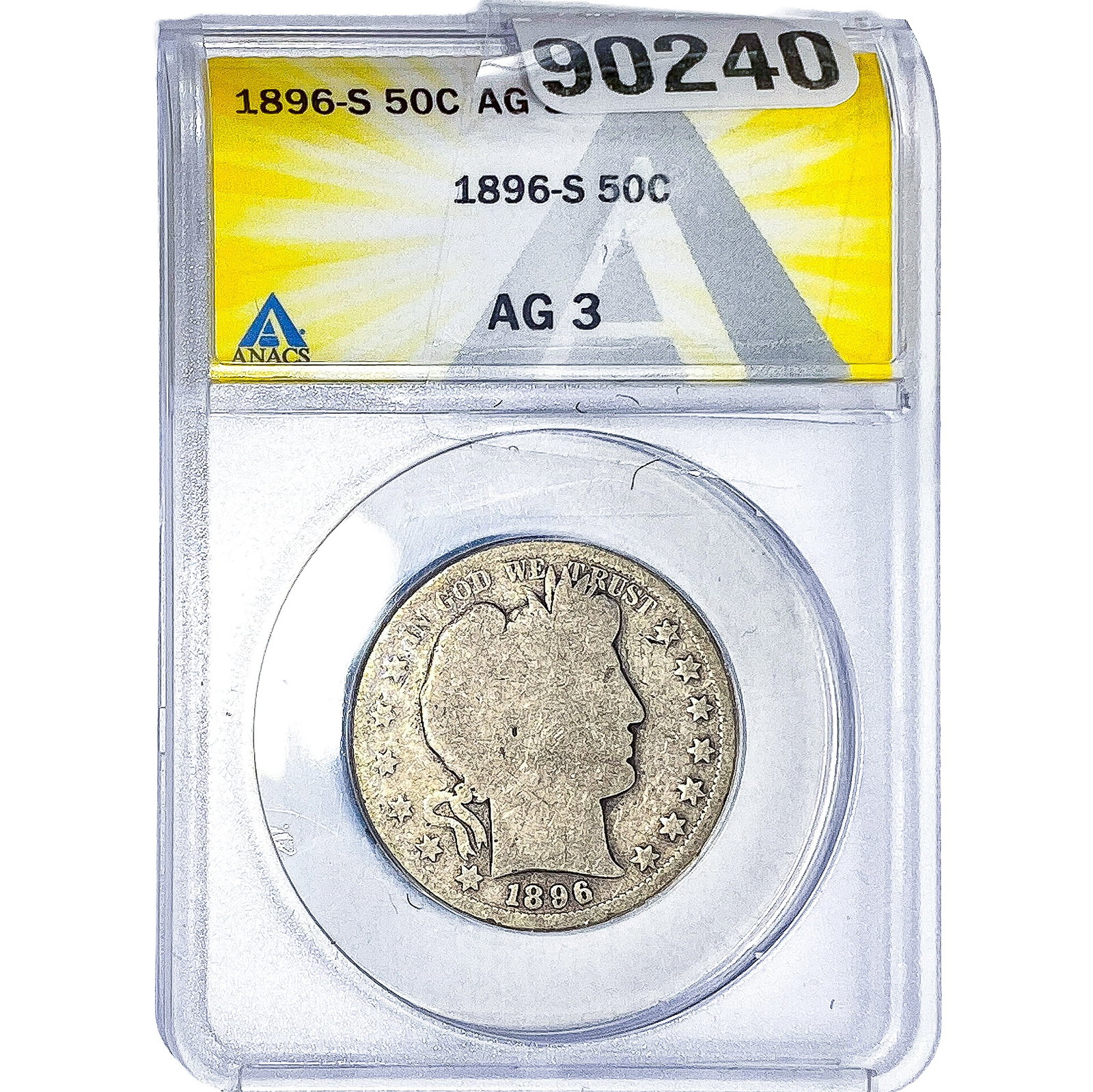 1896-S Barber Half Dollar ANACS AG3: 1896-S Barber Half Dollar ANACS AG3