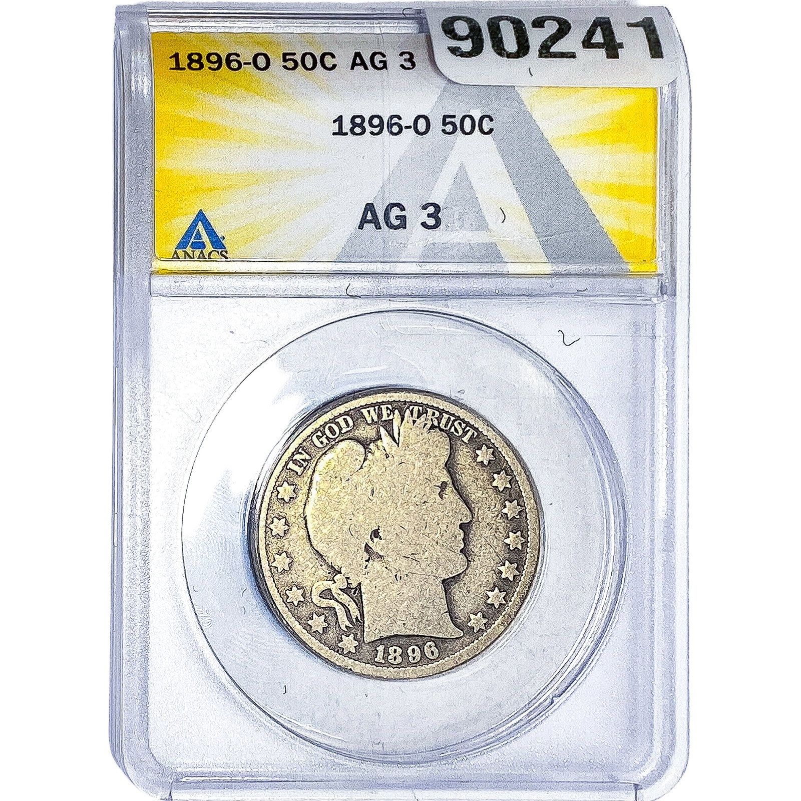1896-O Barber Half Dollar ANACS AG3: 1896-O Barber Half Dollar ANACS AG3