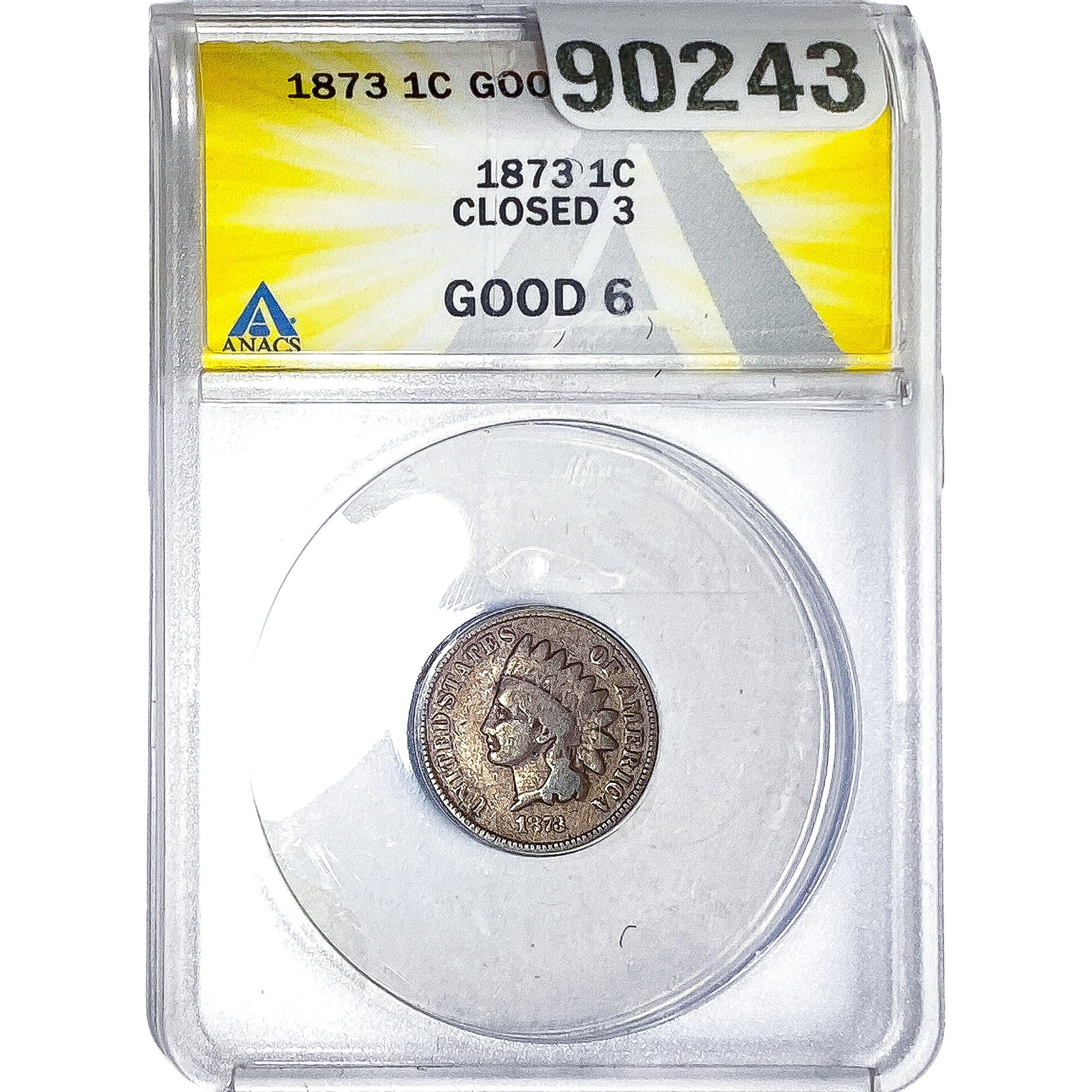 1873 Indian Head Cent ANACS GOOD6 (1 of 2)