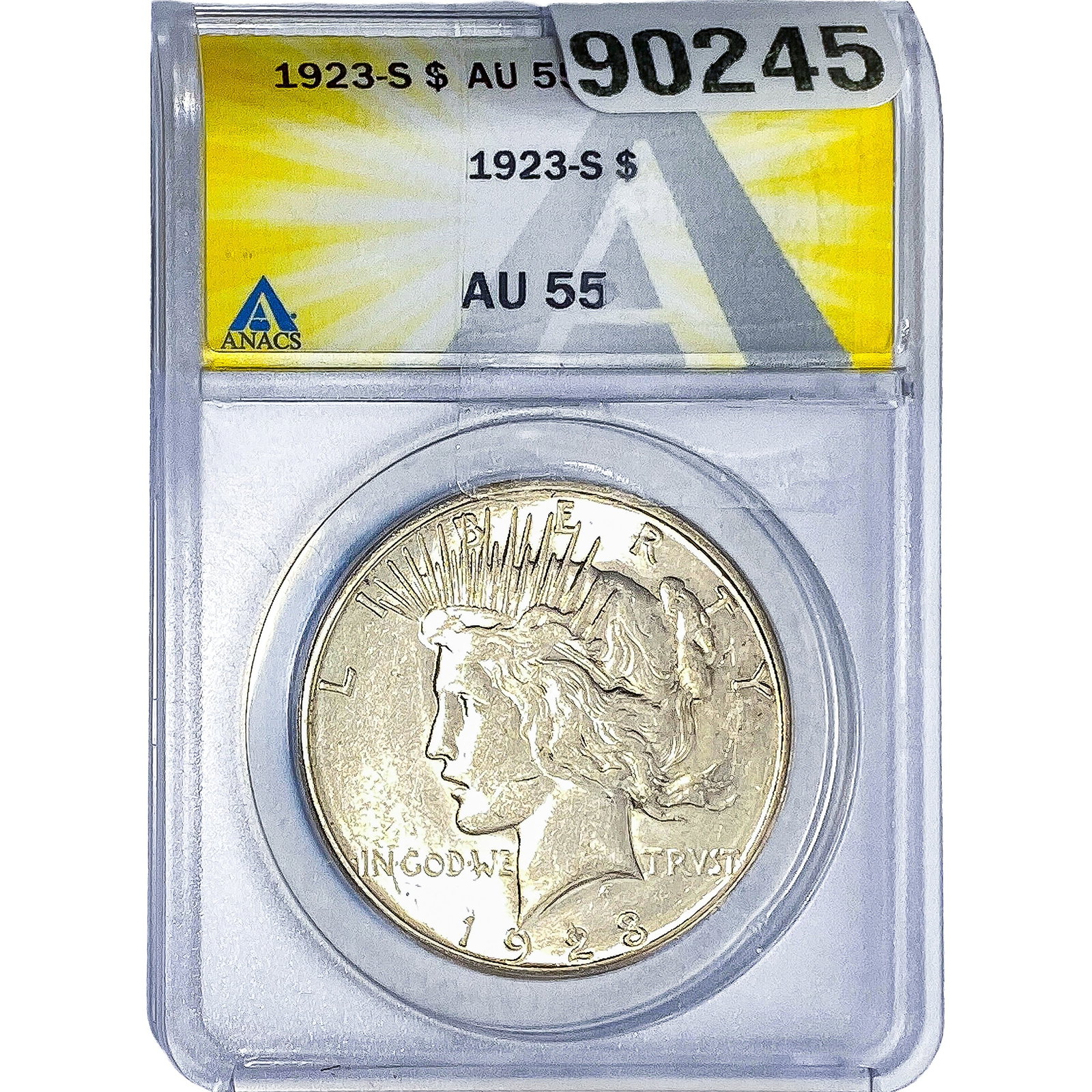 1926-S Silver Peace Dollar ANACS AU55: 1926-S Silver Peace Dollar ANACS AU55
