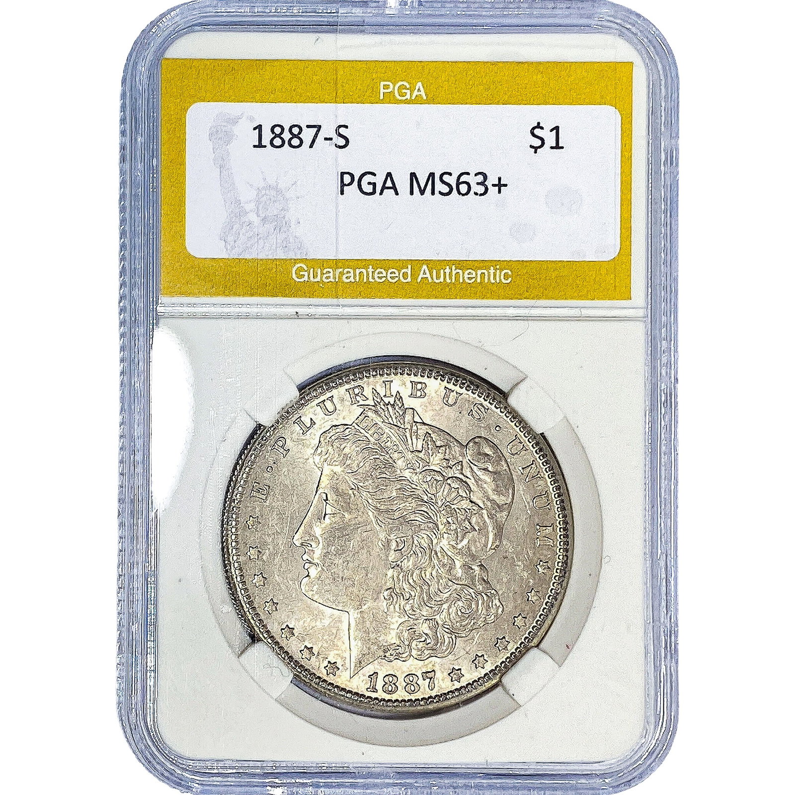 1887-S Morgan Silver Dollar PGA MS63+: 1887-S Morgan Silver Dollar PGA MS63+