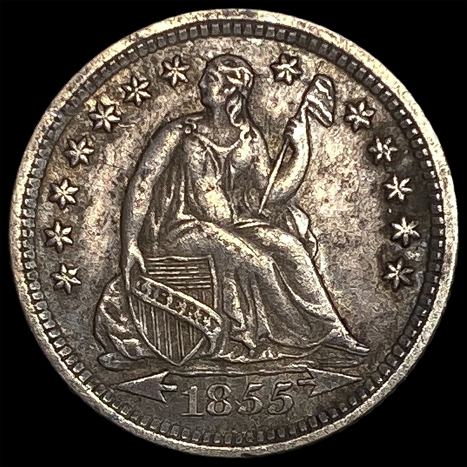 1855-O Silver Half Dime CHOICE AU: 1855-O Silver Half Dime CHOICE AU