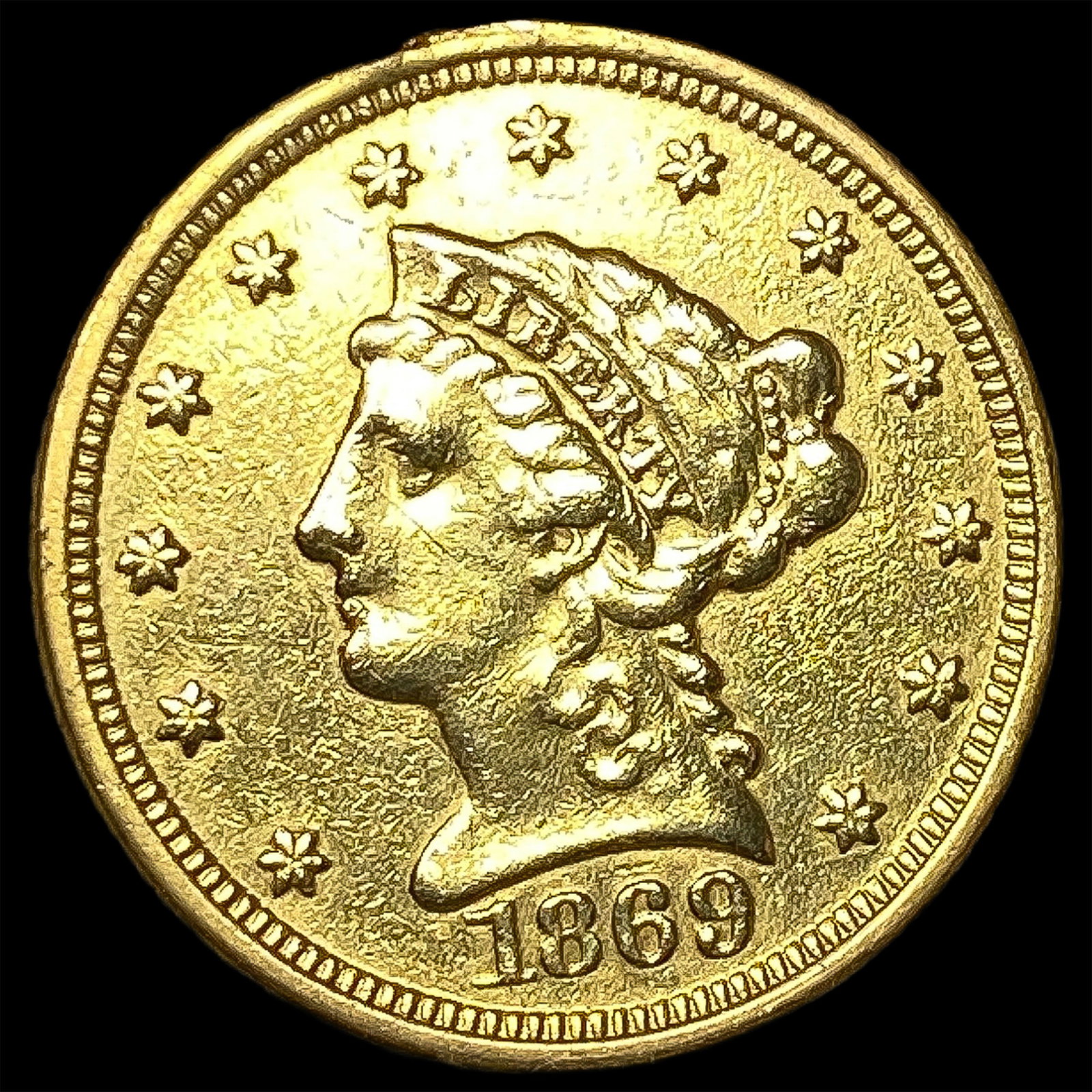 1869 Gold $2.50 Liberty Head Quarter Eagle CLOSELY UNCIRCULATED (1 of 2)