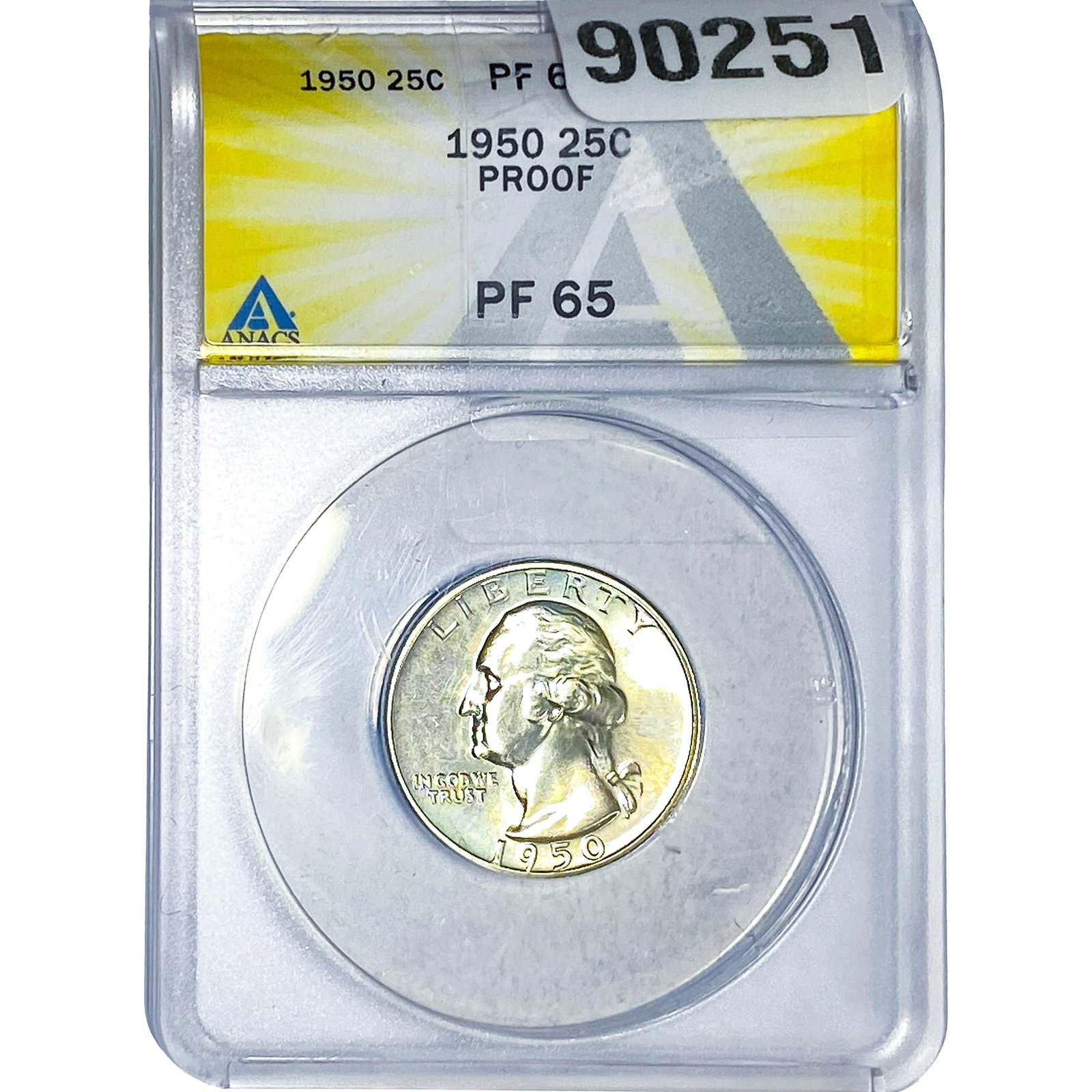 1950 Washington Silver Quarter ANACS PF65 PROOF: 1950 Washington Silver Quarter ANACS PF65 PROOF
