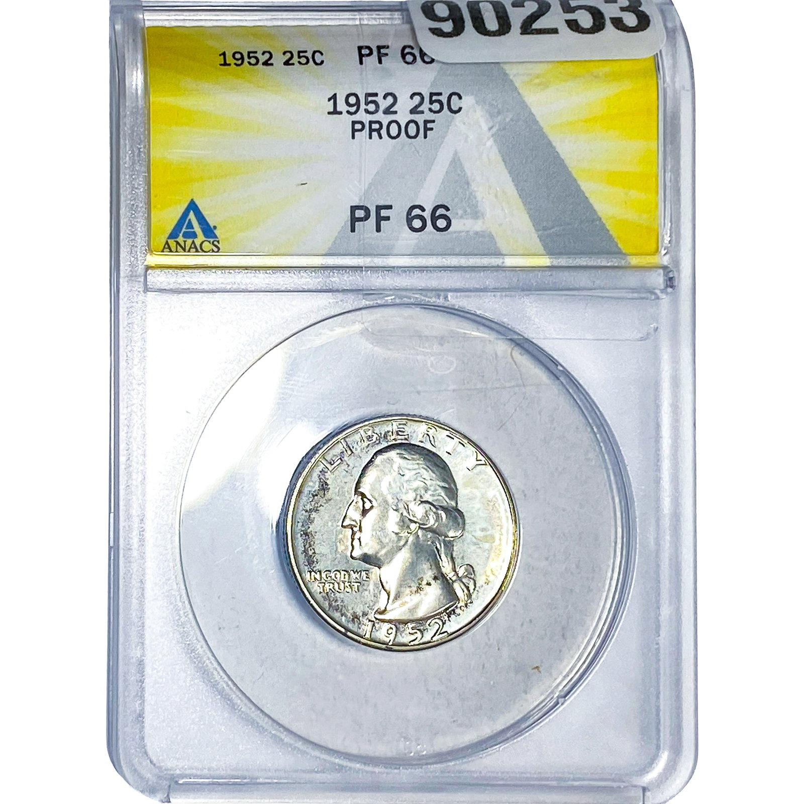 1952 Washington Silver Quarter ANACS PF66 PROOF: 1952 Washington Silver Quarter ANACS PF66 PROOF