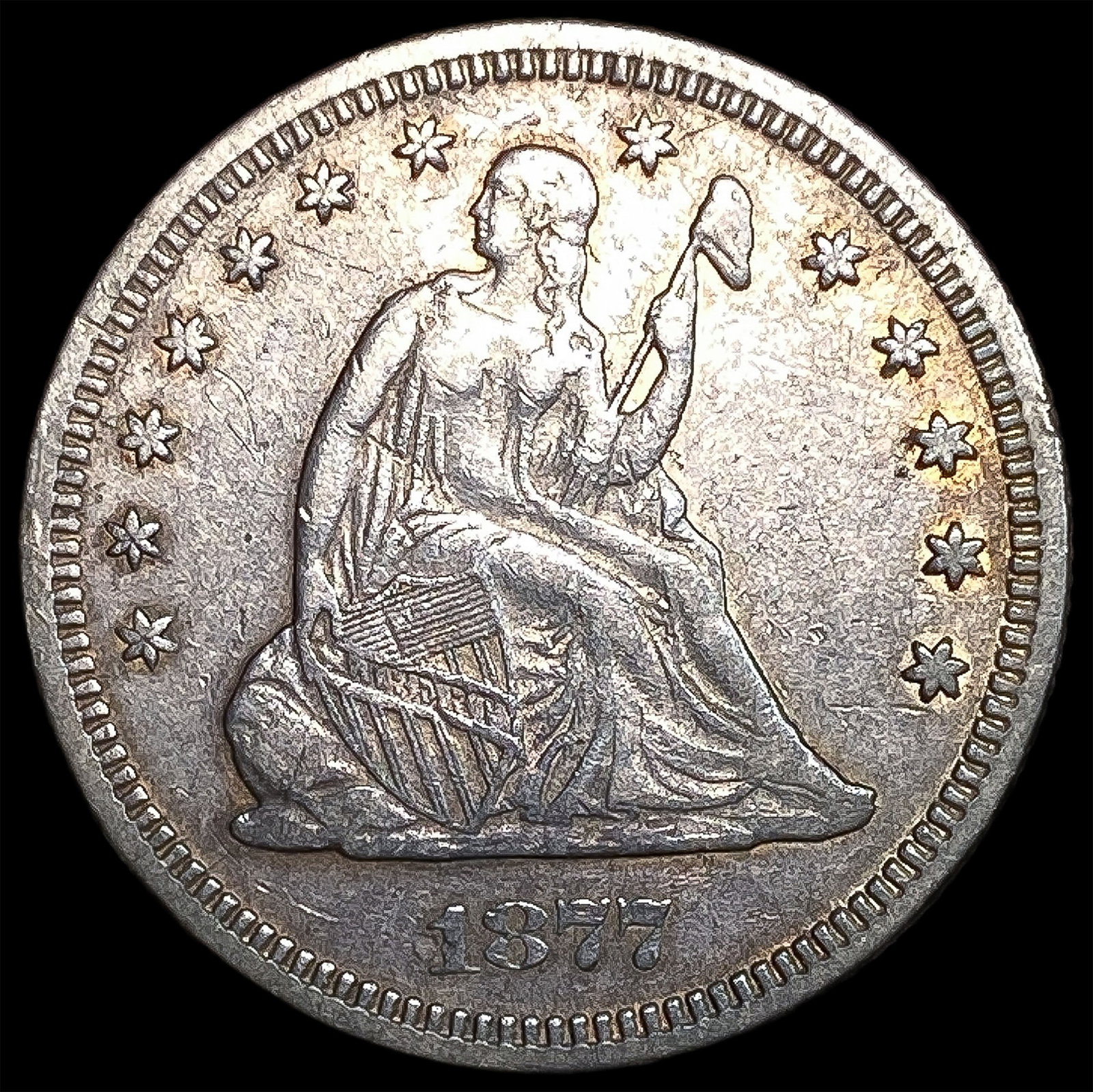 1877 Seated Liberty Quarter CLOSELY UNCIRCULATED: 1877 Seated Liberty Quarter CLOSELY UNCIRCULATED