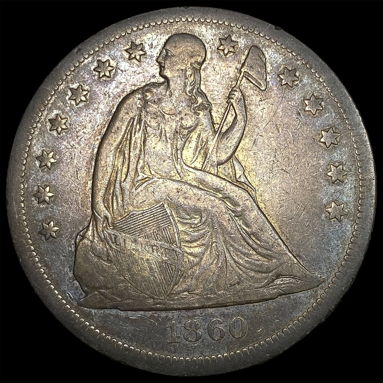 1860-O Silver Seated Liberty Dollar LIGHTLY CIRCULATED: 1860-O Silver Seated Liberty Dollar LIGHTLY CIRCULATED