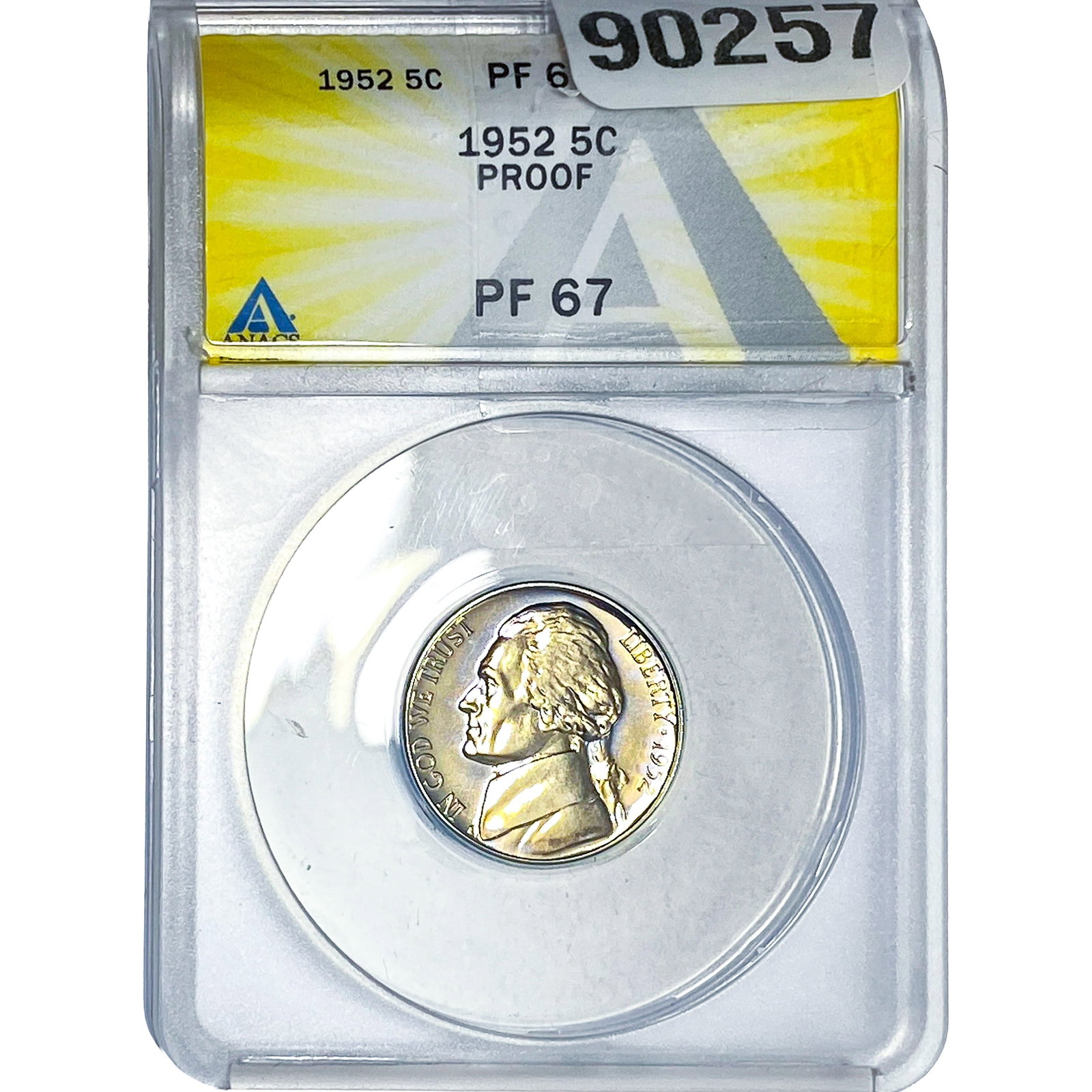 1952 Jefferson Nickel ANACS PF67 PROOF: 1952 Jefferson Nickel ANACS PF67 PROOF