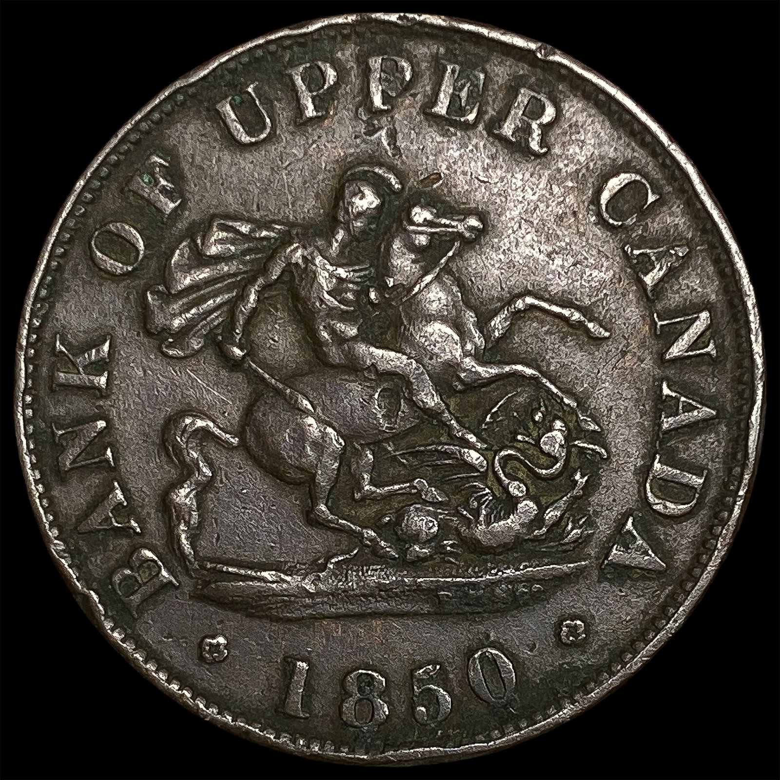 1850 Bank of Upper Canada Half Penny Token NEARLY UNCIRCULATED: 1850 Bank of Upper Canada Half Penny Token NEARLY UNCIRCULATED
