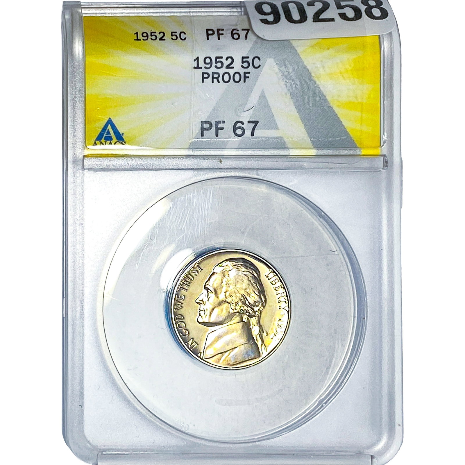 1952 Jefferson Nickel ANACS PF67 PROOF: 1952 Jefferson Nickel ANACS PF67 PROOF