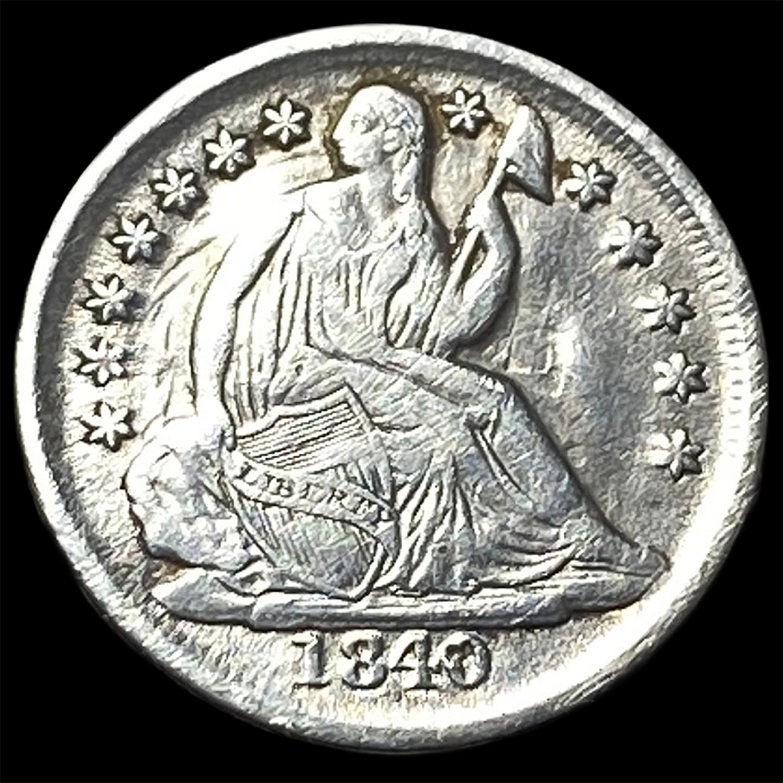 1840-O Silver Seated Liberty Half Dime CLOSELY UNCIRCULATED: 1840-O Silver Seated Liberty Half Dime CLOSELY UNCIRCULATED