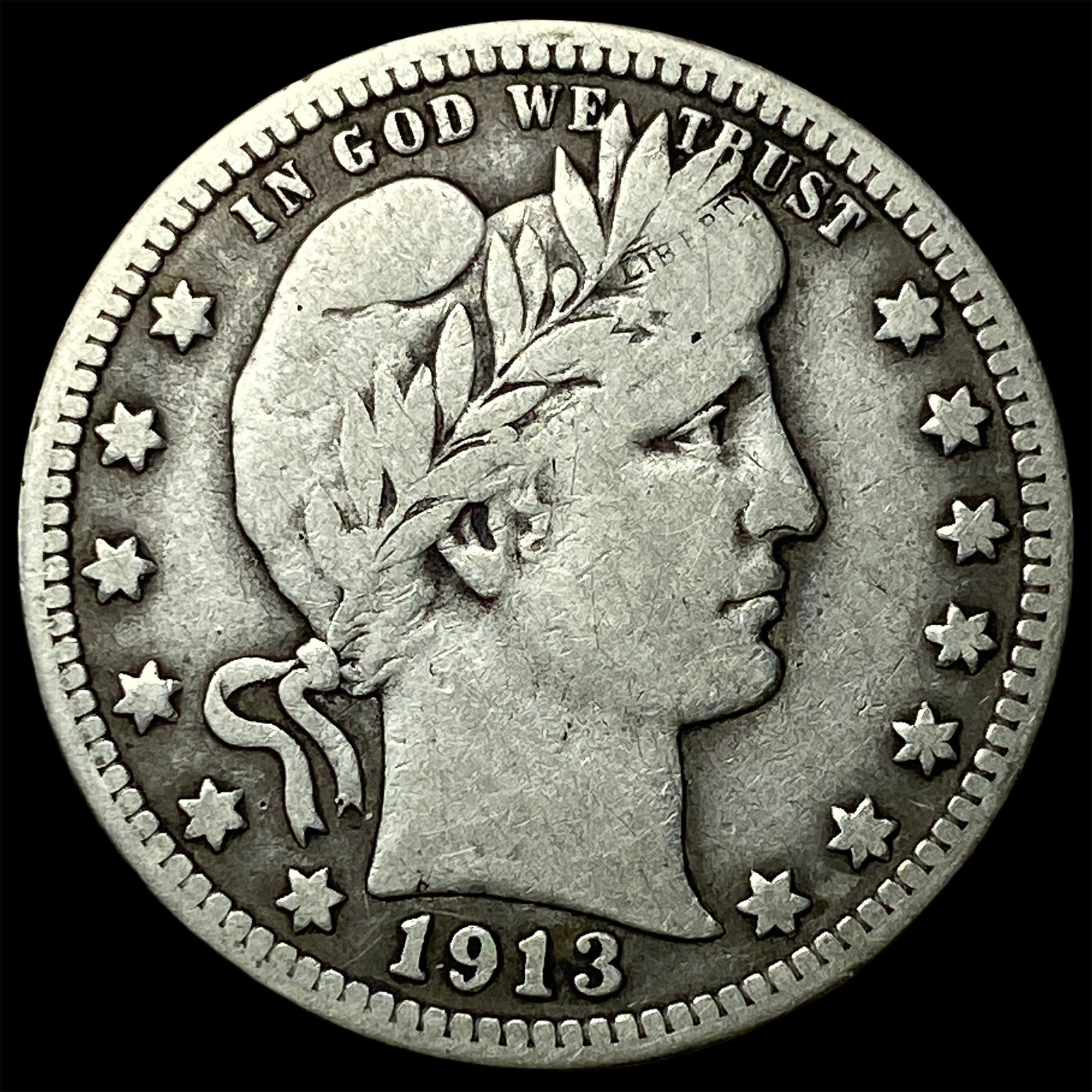 1913 Barber Silver Quarter LIGHTLY CIRCULATED: 1913 Barber Silver Quarter LIGHTLY CIRCULATED
