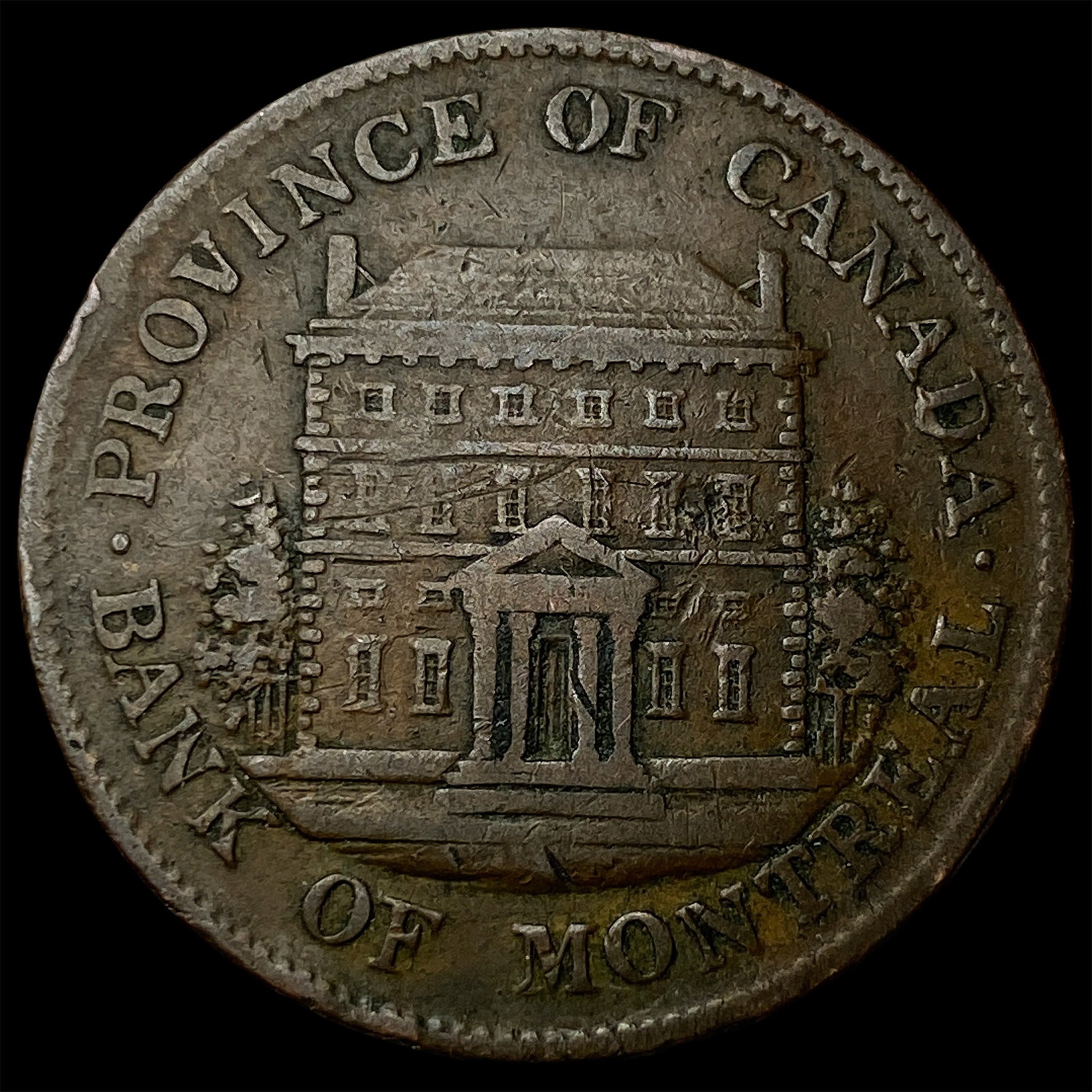 1844 Canada Bank of Montreal Half Penny NEARLY UNCIRCULATED: 1844 Canada Bank of Montreal Half Penny NEARLY UNCIRCULATED