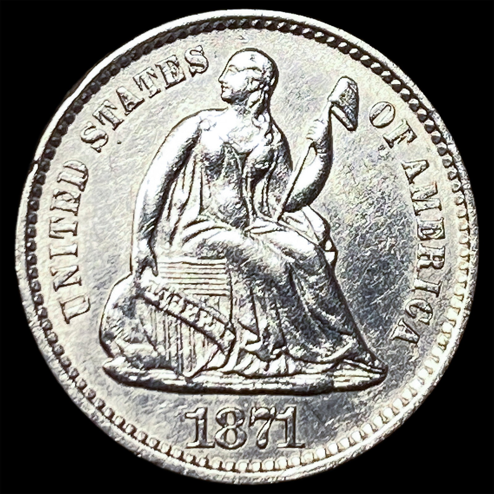 1871 Silver Seated Liberty Half Dime UNCIRCULATED: 1871 Silver Seated Liberty Half Dime UNCIRCULATED