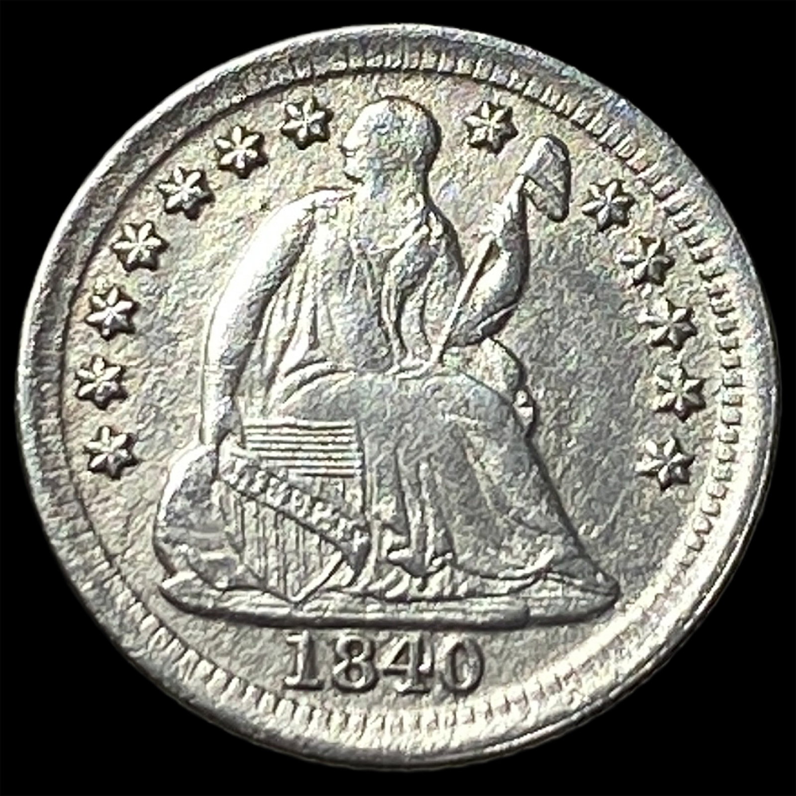 1840-O Silver Seated Liberty Half Dime CLOSELY UNCIRCULATED: 1840-O Silver Seated Liberty Half Dime CLOSELY UNCIRCULATED