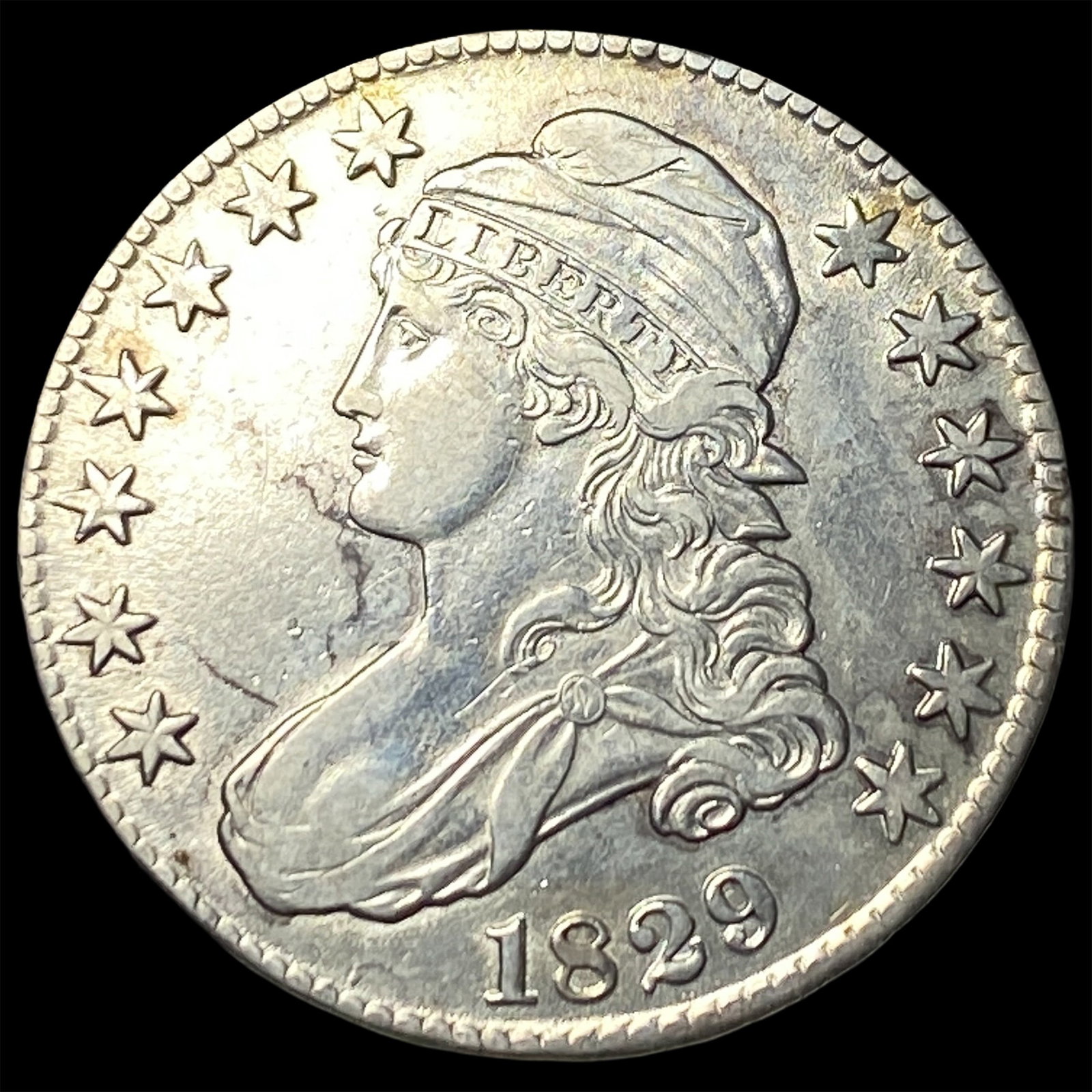1829 Capped Bust Half Dollar CLOSELY UNCIRCULATED: 1829 Capped Bust Half Dollar CLOSELY UNCIRCULATED