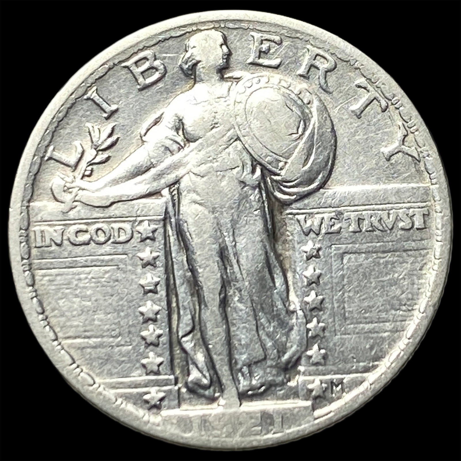 1921 Silver Standing Liberty Quarter LIGHTLY CIRCULATED: 1921 Silver Standing Liberty Quarter LIGHTLY CIRCULATED