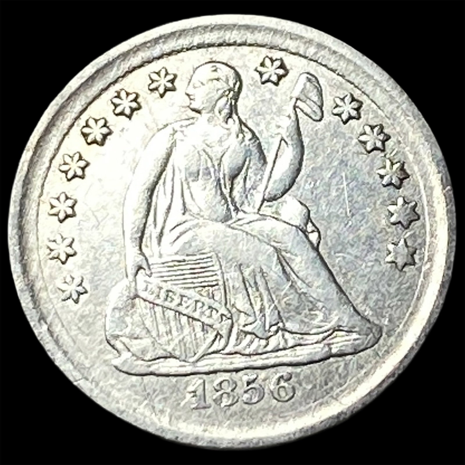 1856 Seated Liberty Silver Half Dime CLOSELY UNCIRCULATED: 1856 Seated Liberty Silver Half Dime CLOSELY UNCIRCULATED