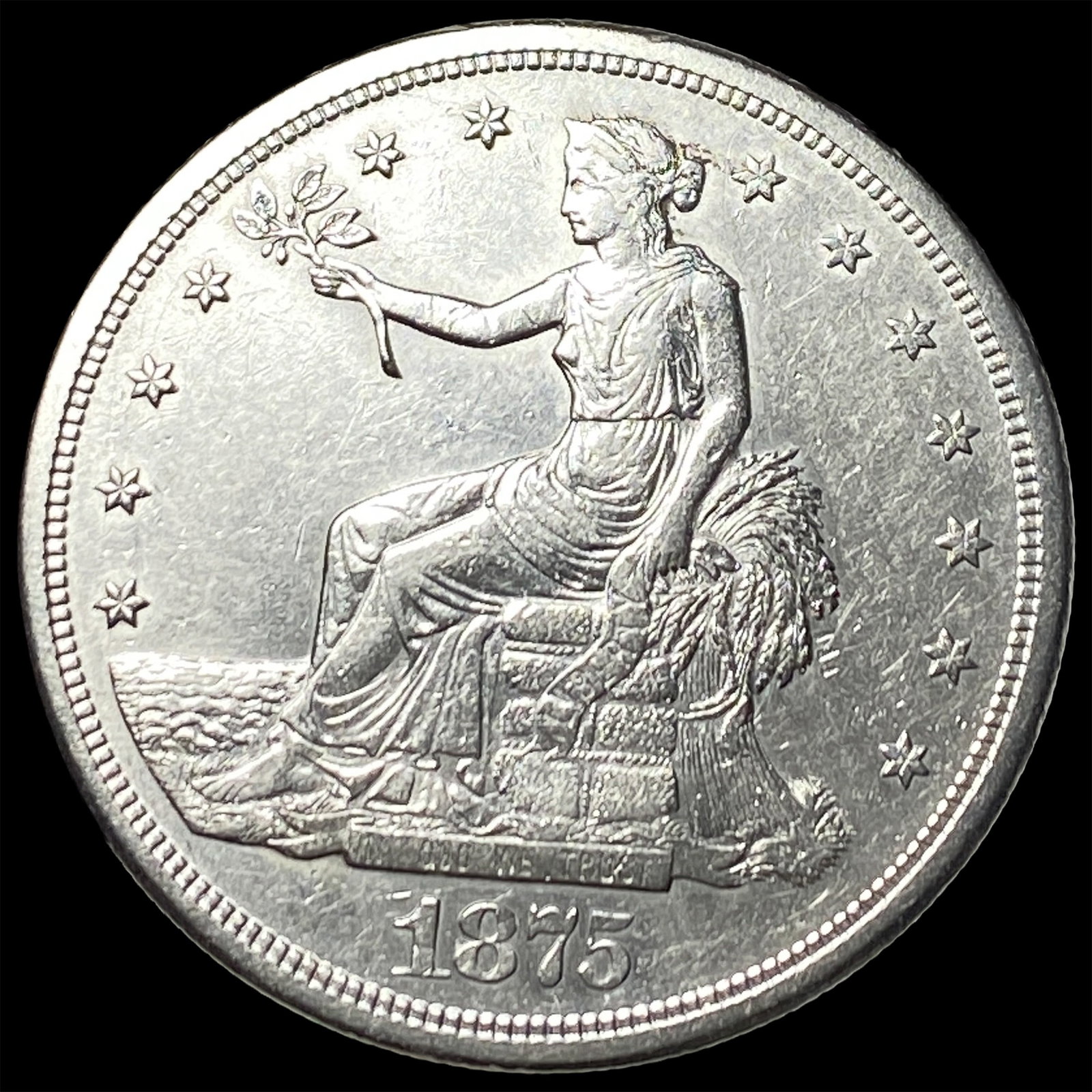 1875-S Silver Trade Dollar CLOSELY UNCIRCULATED: 1875-S Silver Trade Dollar CLOSELY UNCIRCULATED
