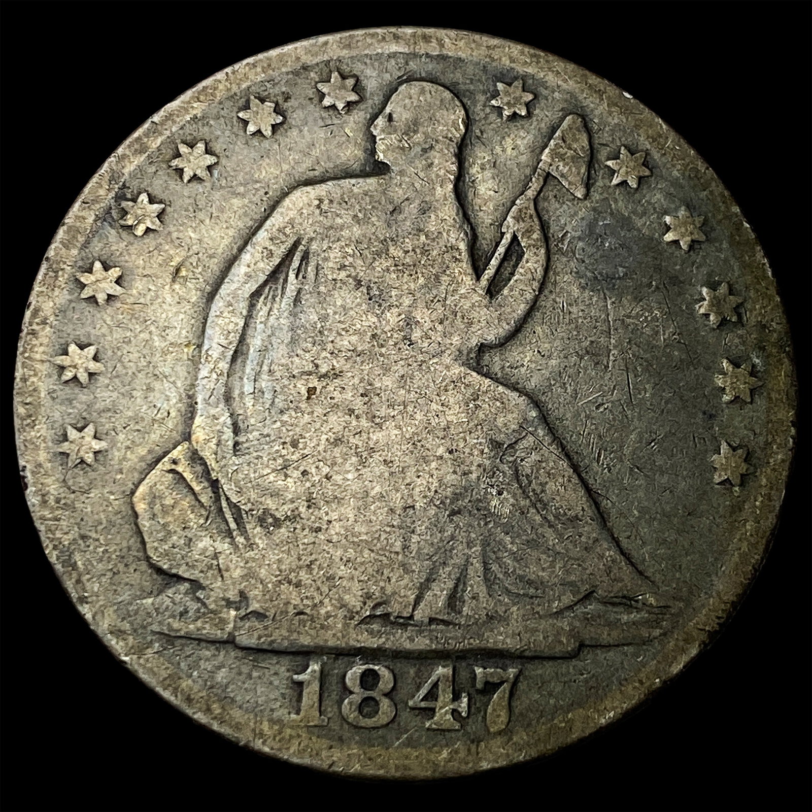 1847-O Silver Seated Liberty Half Dollar NICELY CIRCULATED: 1847-O Silver Seated Liberty Half Dollar NICELY CIRCULATED