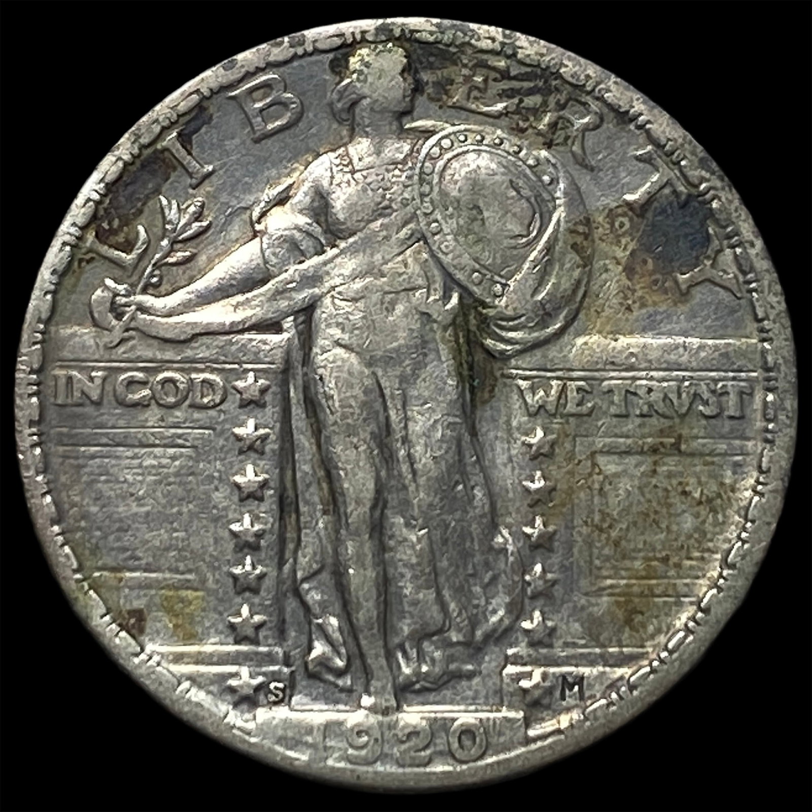 1920-S Silver Standing Liberty Quarter CLOSELY UNCIRCULATED: 1920-S Silver Standing Liberty Quarter CLOSELY UNCIRCULATED