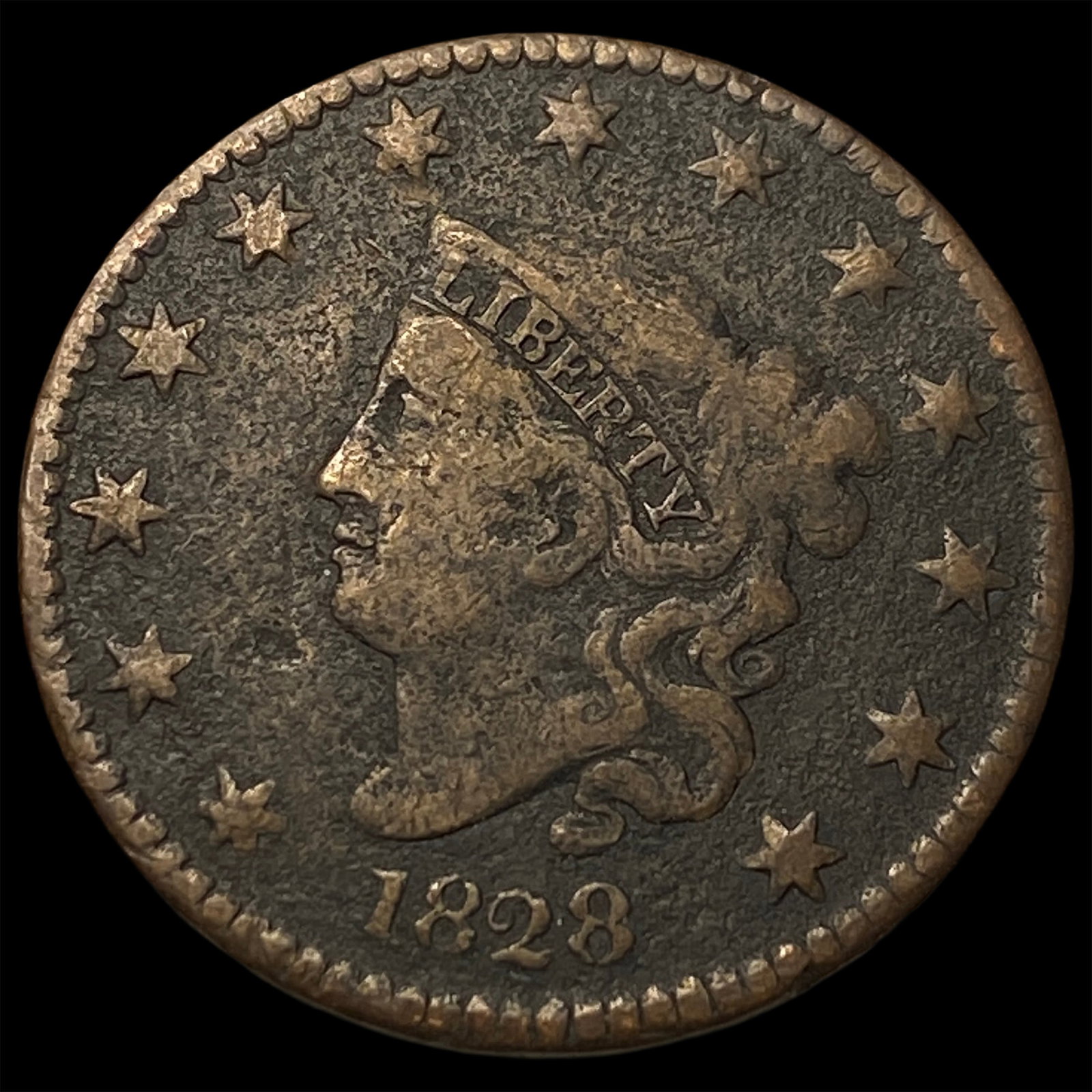 1828 Coronet Head Large Cent NEARLY UNCIRCULATED: 1828 Coronet Head Large Cent NEARLY UNCIRCULATED