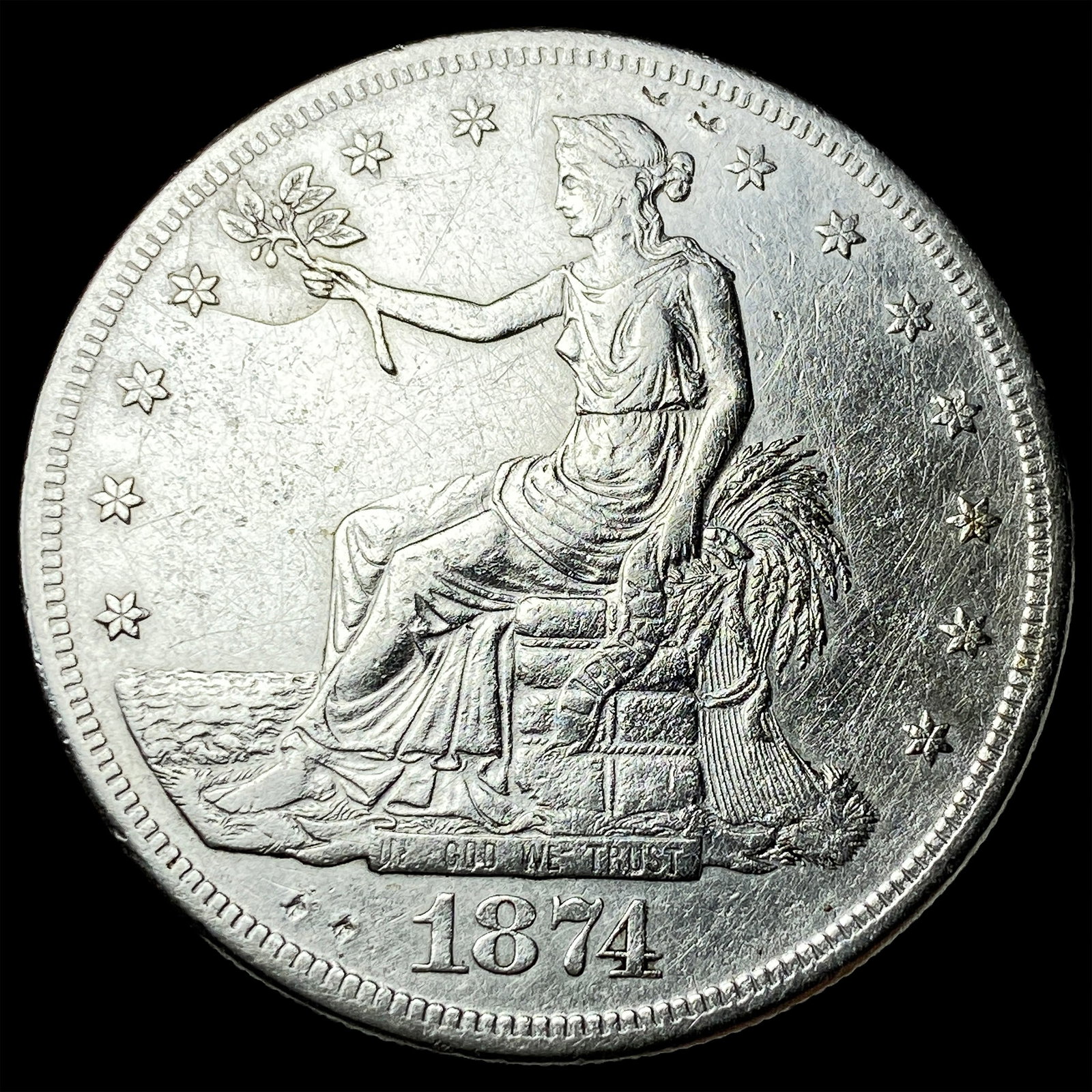 1874-S Silver Trade Dollar NEARLY UNCIRCULATED: 1874-S Silver Trade Dollar NEARLY UNCIRCULATED