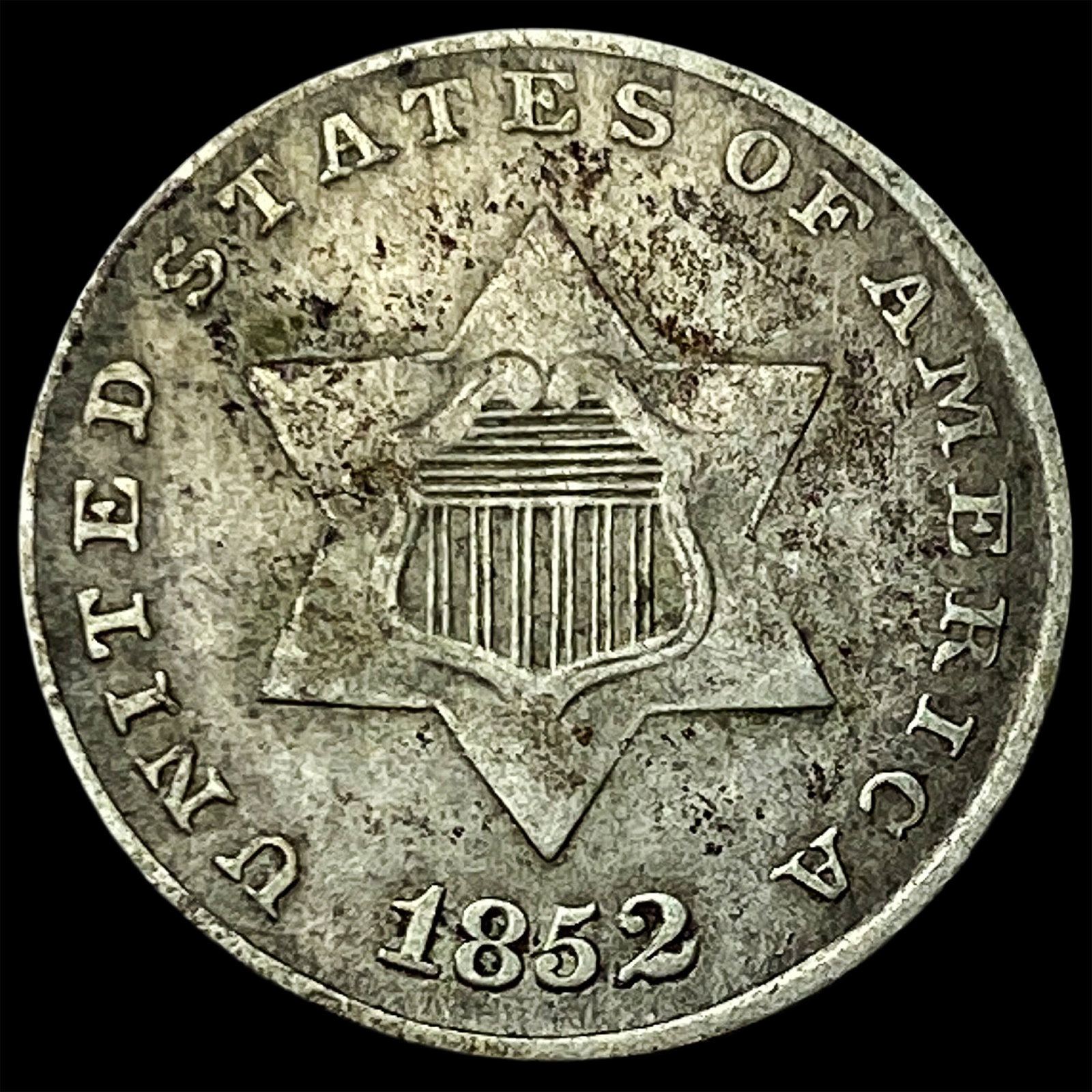 1852 Silver Three-Cent Piece LIGHTLY CIRCULATED: 1852 Silver Three-Cent Piece LIGHTLY CIRCULATED