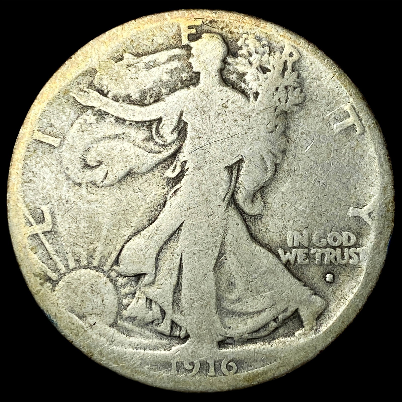 1916-S Silver Walking Liberty Half Dollar NICELY CIRCULATED: 1916-S Silver Walking Liberty Half Dollar NICELY CIRCULATED