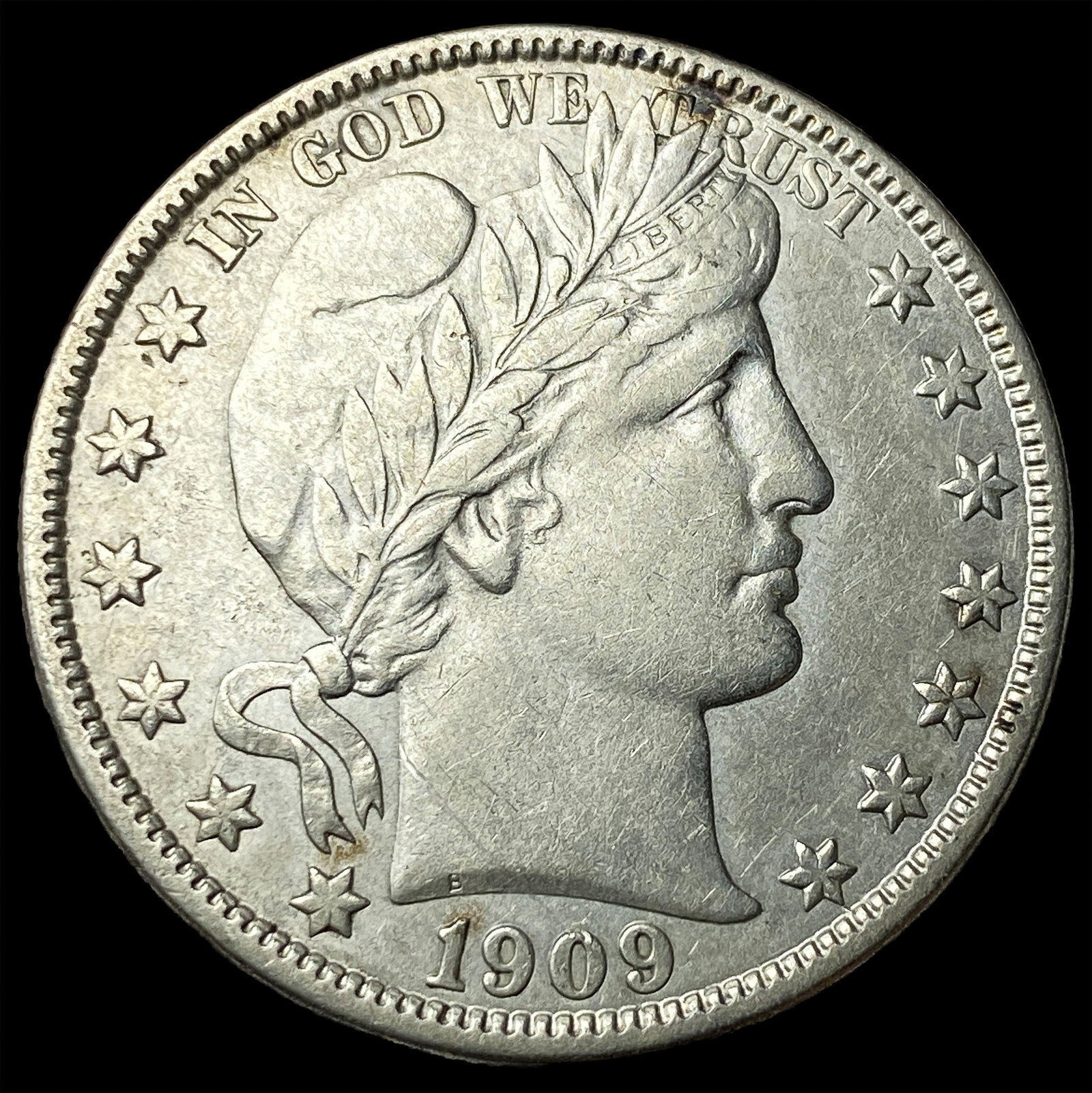 1909-O Silver Barber Half Dollar CLOSELY UNCIRCULATED: 1909-O Silver Barber Half Dollar CLOSELY UNCIRCULATED