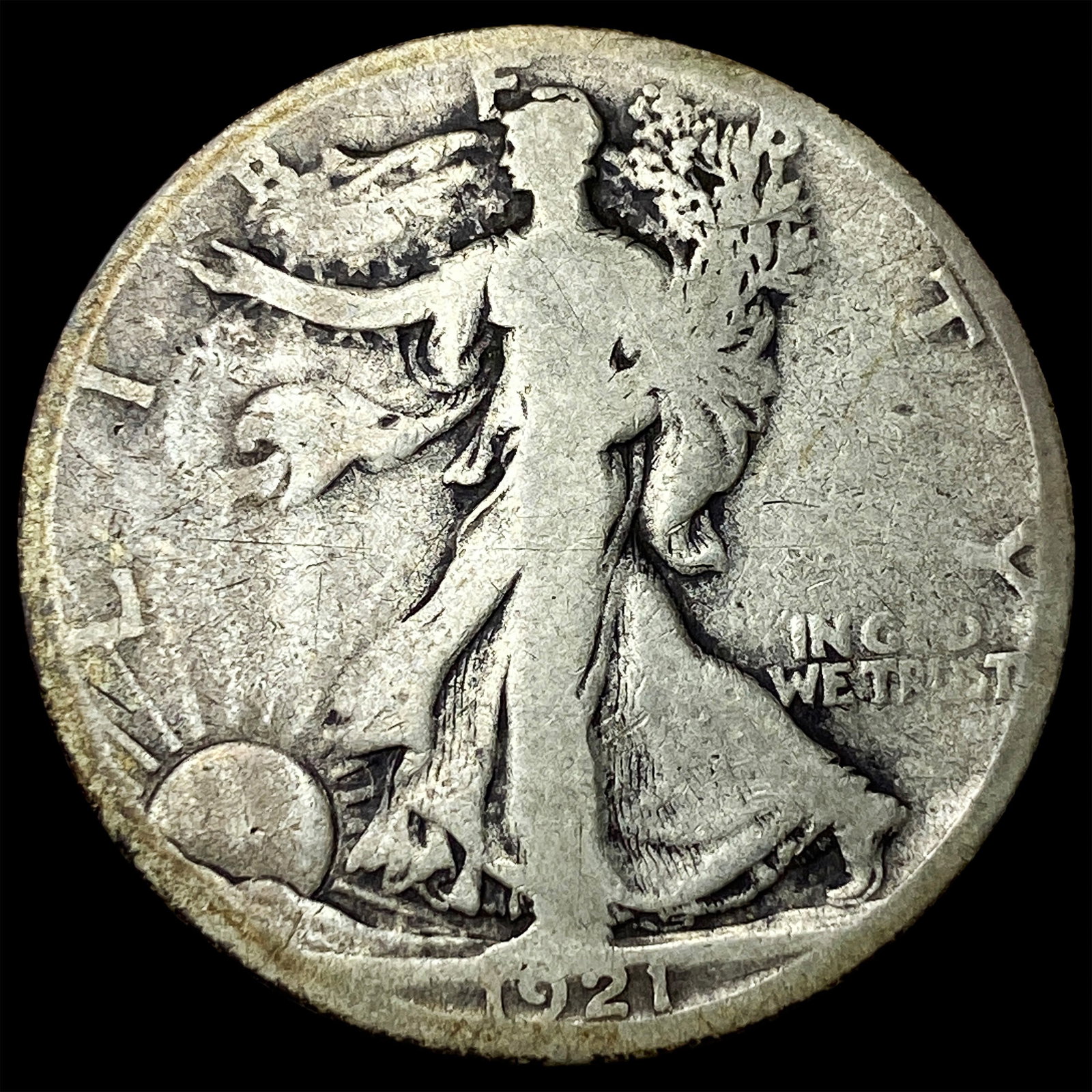 1921-S Silver Walking Liberty Half Dollar NICELY CIRCULATED: 1921-S Silver Walking Liberty Half Dollar NICELY CIRCULATED